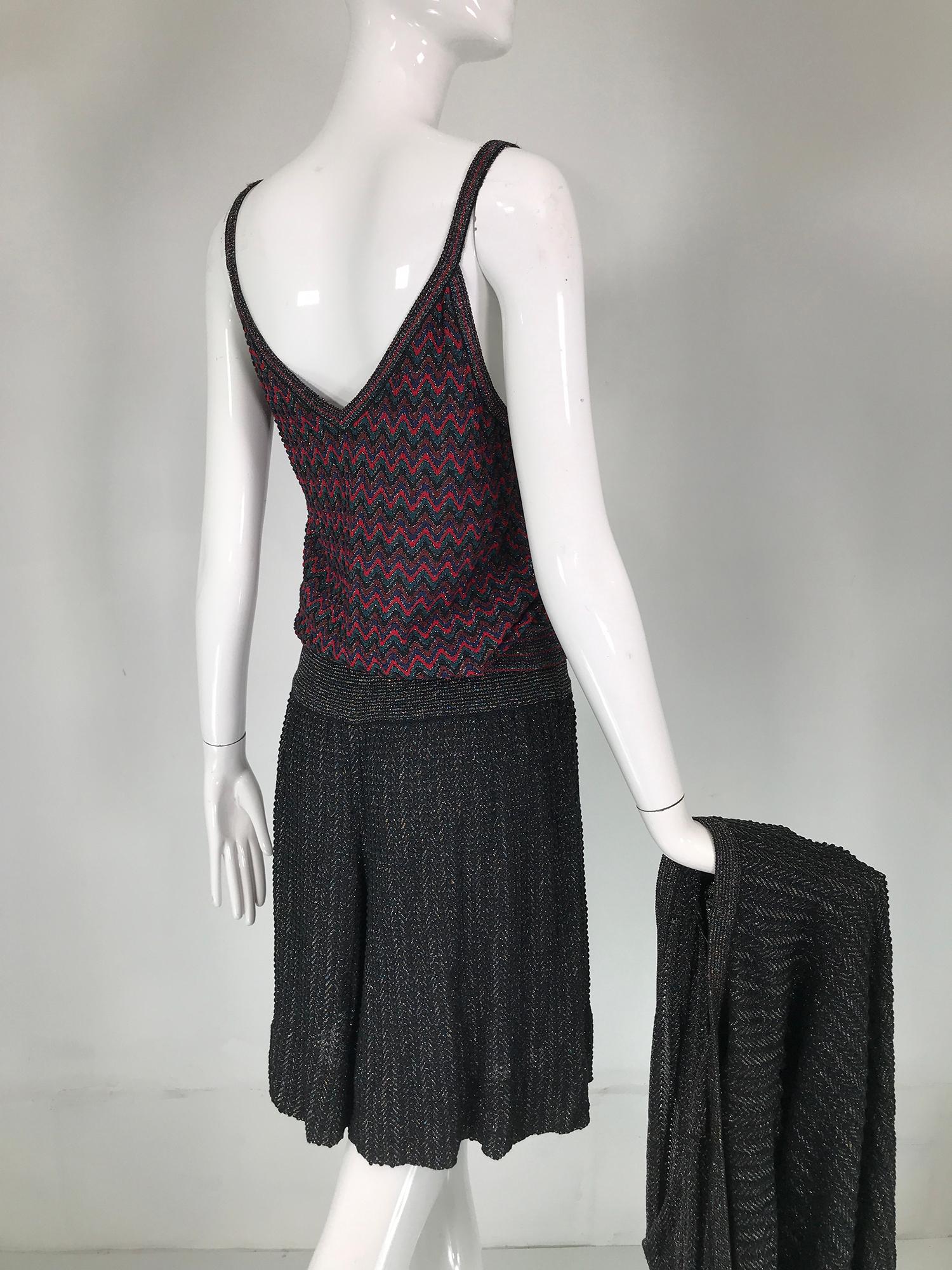 Missoni Vintage Metallic Knit 3Pc Culotte Skirt Set 1980s 7