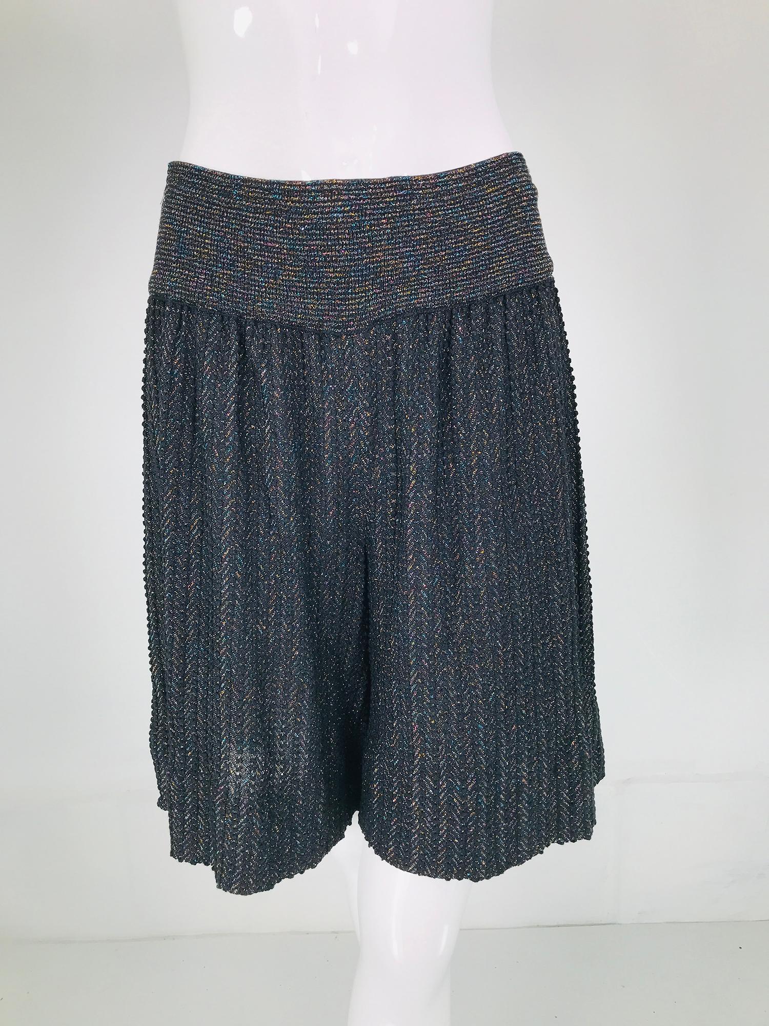 Missoni Vintage Metallic Knit 3Pc Culotte Skirt Set 1980s 9