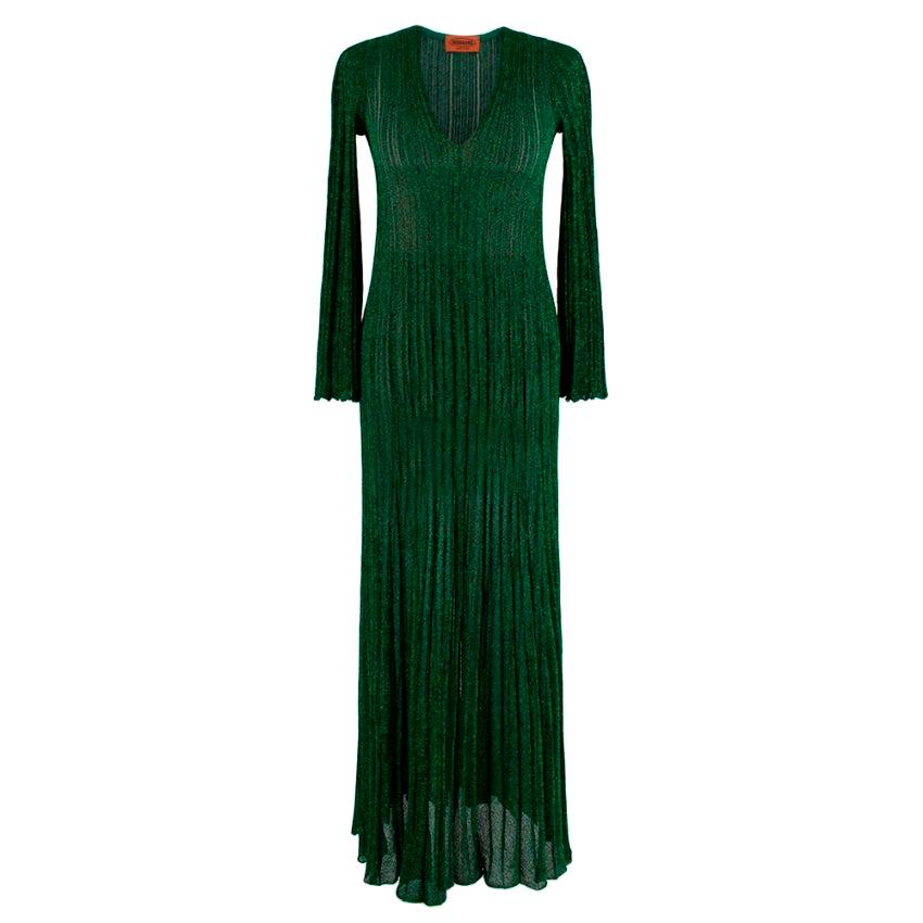 Missoni Metallic Knit Green Maxi Dress UP - Size US6 For Sale