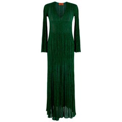 Missoni Metallic Knit Green Maxi Dress UP - Size US 6