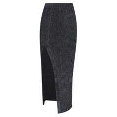 Missoni Metallic Ribbed-Knit Skirt With A Side Slit