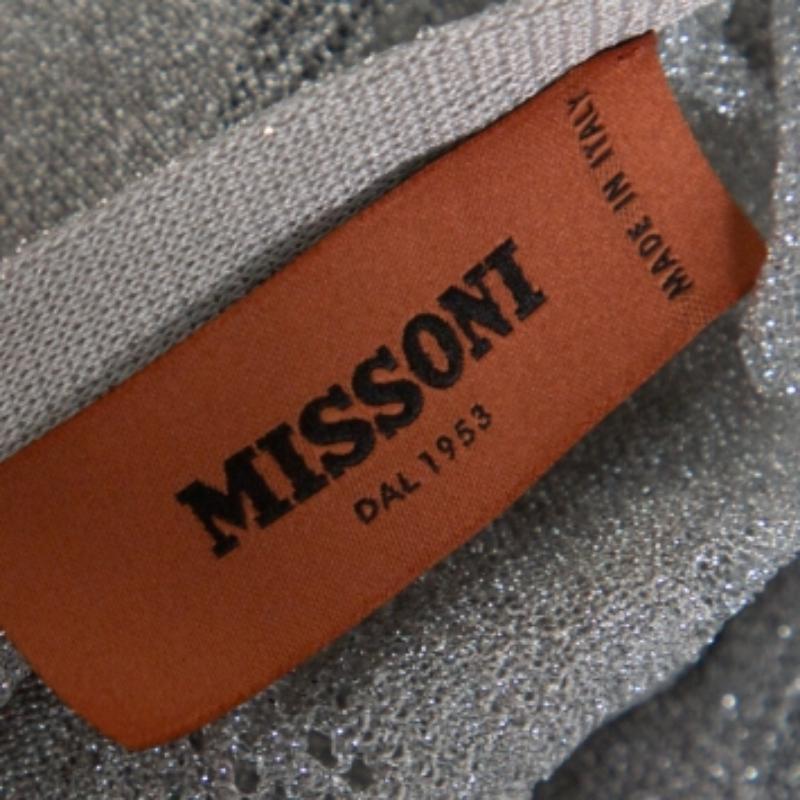 Missoni Metallic Silver Jacquard Knit Raglan Sleeve Top S For Sale 2