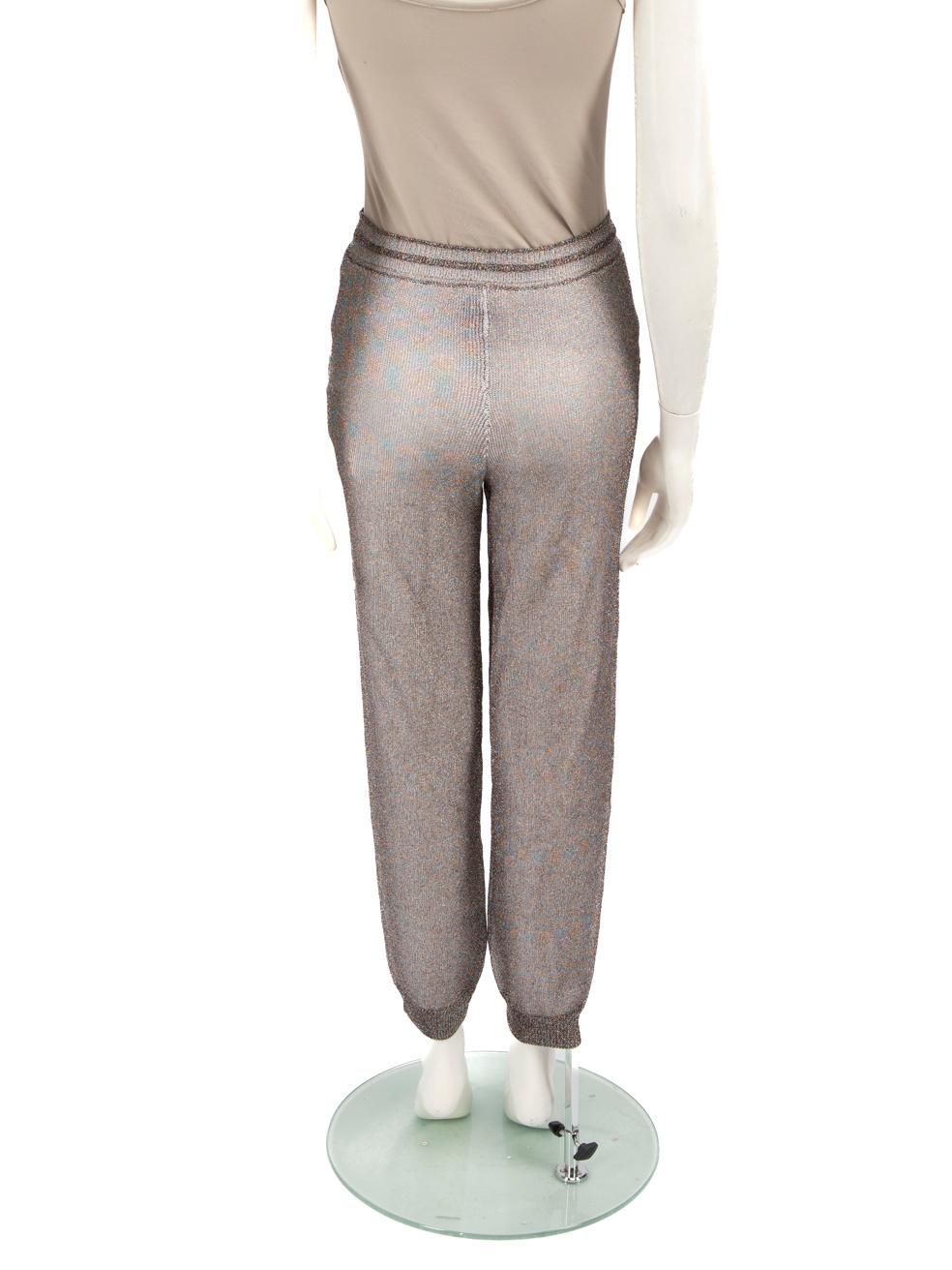 Gris Pantalon croisé Missoni en laine métallique taille S en vente