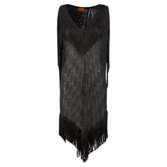 Missoni Missoni Mare Black Fringe Pattern Sheer Cover Up Size S