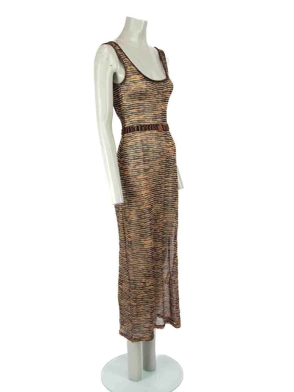 CONDITION is Very good. Minimal wear to dress is evident. Minimal wear to the front and neckline lining with pulls to the weave on this used Missoni Mare designer resale item.
 
 Details
 Gold
 Synthetic
 Woven knit dress
 Maxi length
 Sheer and