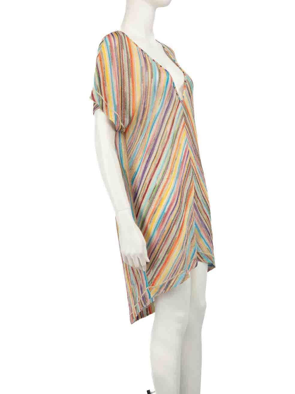 CONDITION is Very good. Hardly any visible wear to dress is evident on this used Missoni Mare designer resale item.
 
 
 
 Details
 
 
 Multicolour
 
 Viscose
 
 Beach dress
 
 Knitted
 
 Striped pattern
 
 Metallic thread
 
 V-neck
 
 See-through
