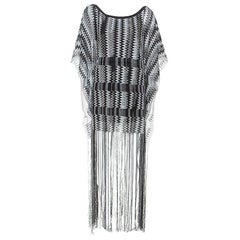 Missoni Monochrome Chevron Knit Fringe Detail Dress M