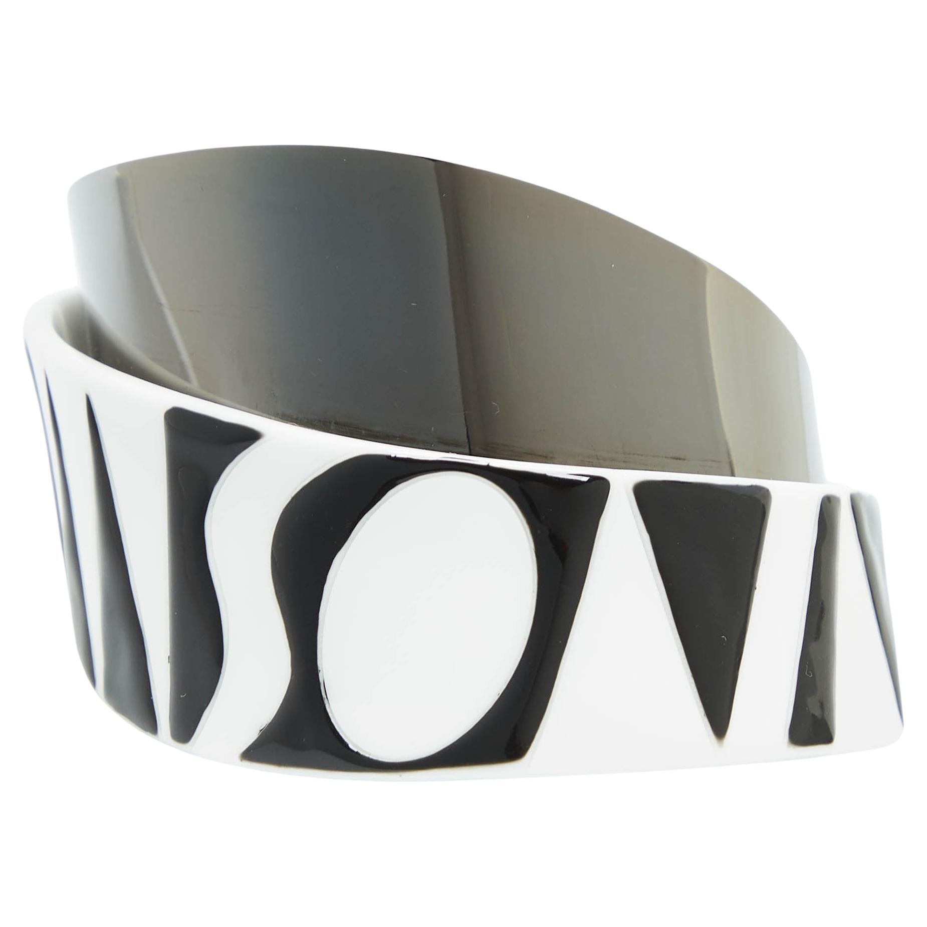 Missoni Monochrome Logo Resin Gunmetal Tone Cuff Bracelet For Sale