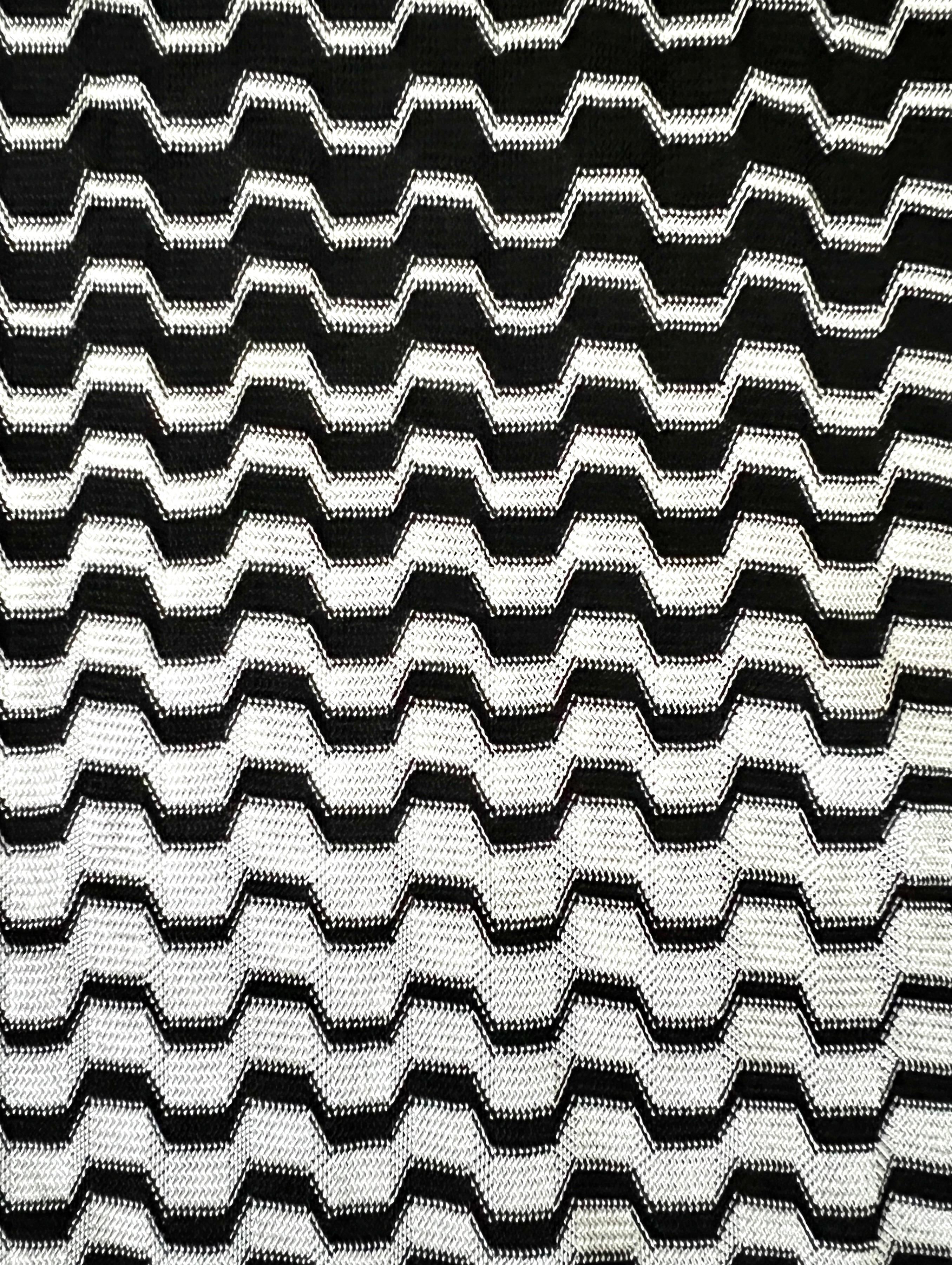 Black Missoni Monochrome Signature Chevron Zigzag Knit Dress 46 For Sale