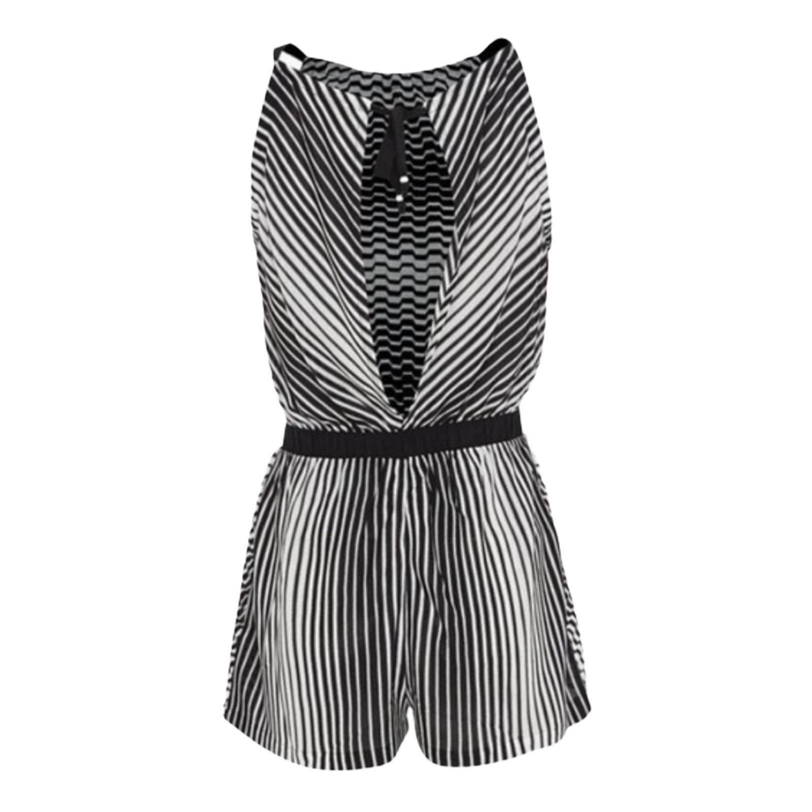 Get in on this spring's jumpsuit trend with this monochrome toned style by Missoni. Slip it on over a bikini by day or team with glossy heels for a hot evening look.

Classic MISSONI signature zigzag crochet knit
Multicolored woven chevron short