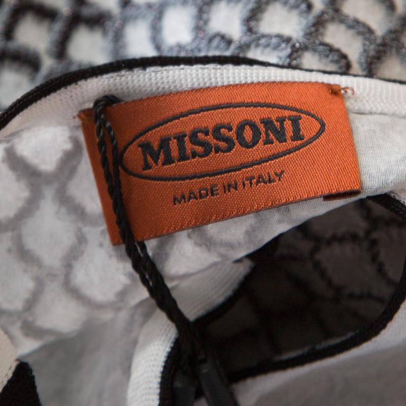Women's Missoni Monochrome Textured Knit Flounce Hem Detail Metallic Strappy Dress M