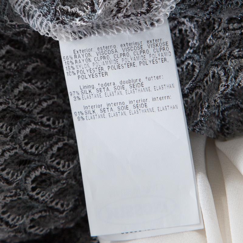 Missoni Monochrome Textured Knit Flounce Hem Detail Metallic Strappy Dress M 2