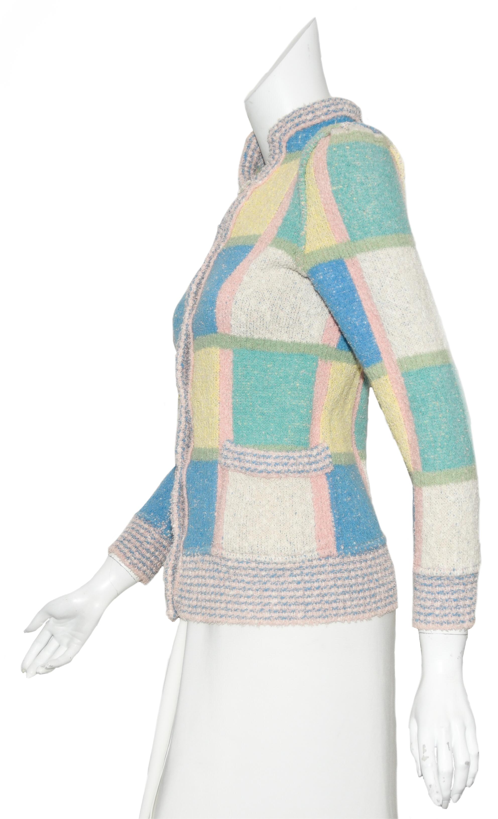 Missoni Multi 1970's Mod Pastel Color Sweater Style Jacket  In Good Condition In Palm Beach, FL