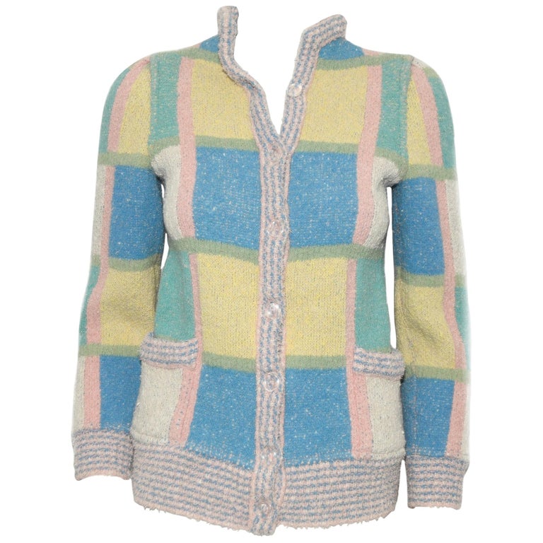 Missoni Multi 1970's Mod Pastel Color Sweater Style Jacket at 1stDibs