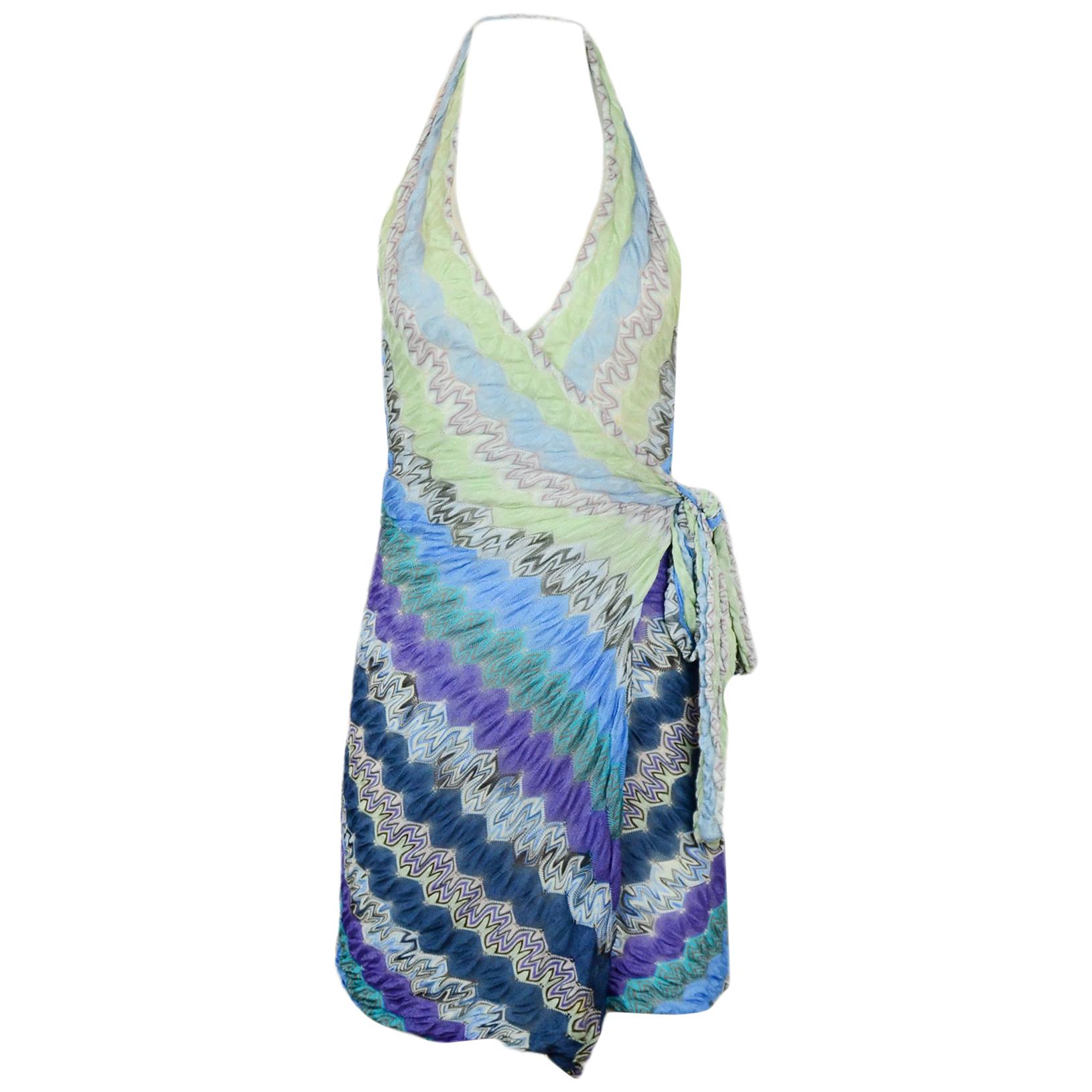 Missoni Multi-Color Halter Wrap Knit Dress sz IT 40