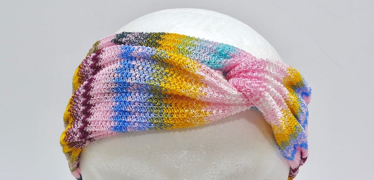 Missoni Multi-Color Knit Knotted Headband For Sale at  display picture 1