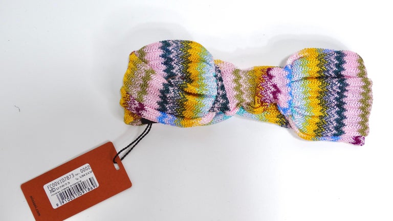 Missoni Multi-Color Knit Knotted Headband For Sale at  display picture 2