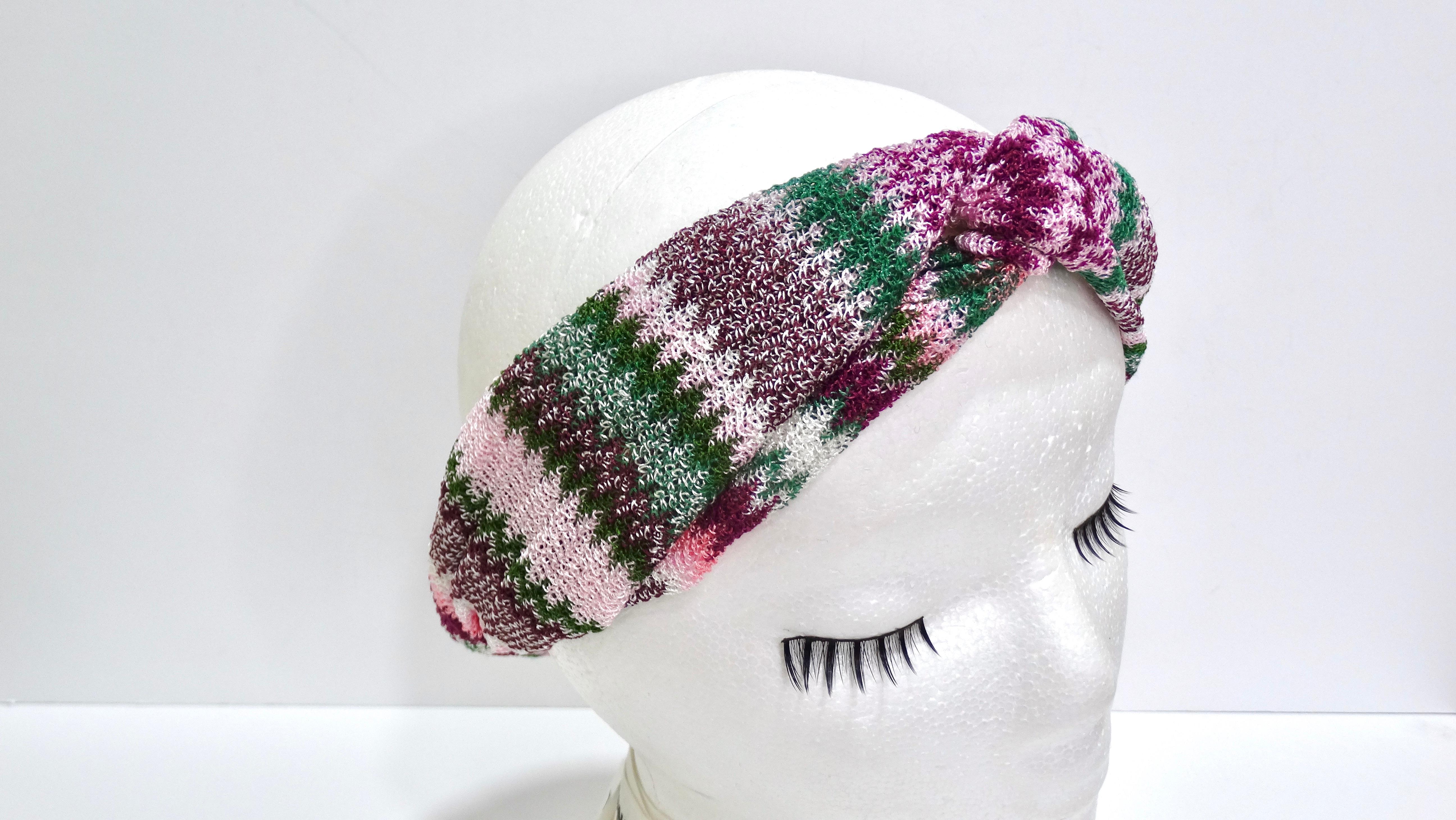 Gray Missoni Multi-Color Knit Knotted Headband For Sale