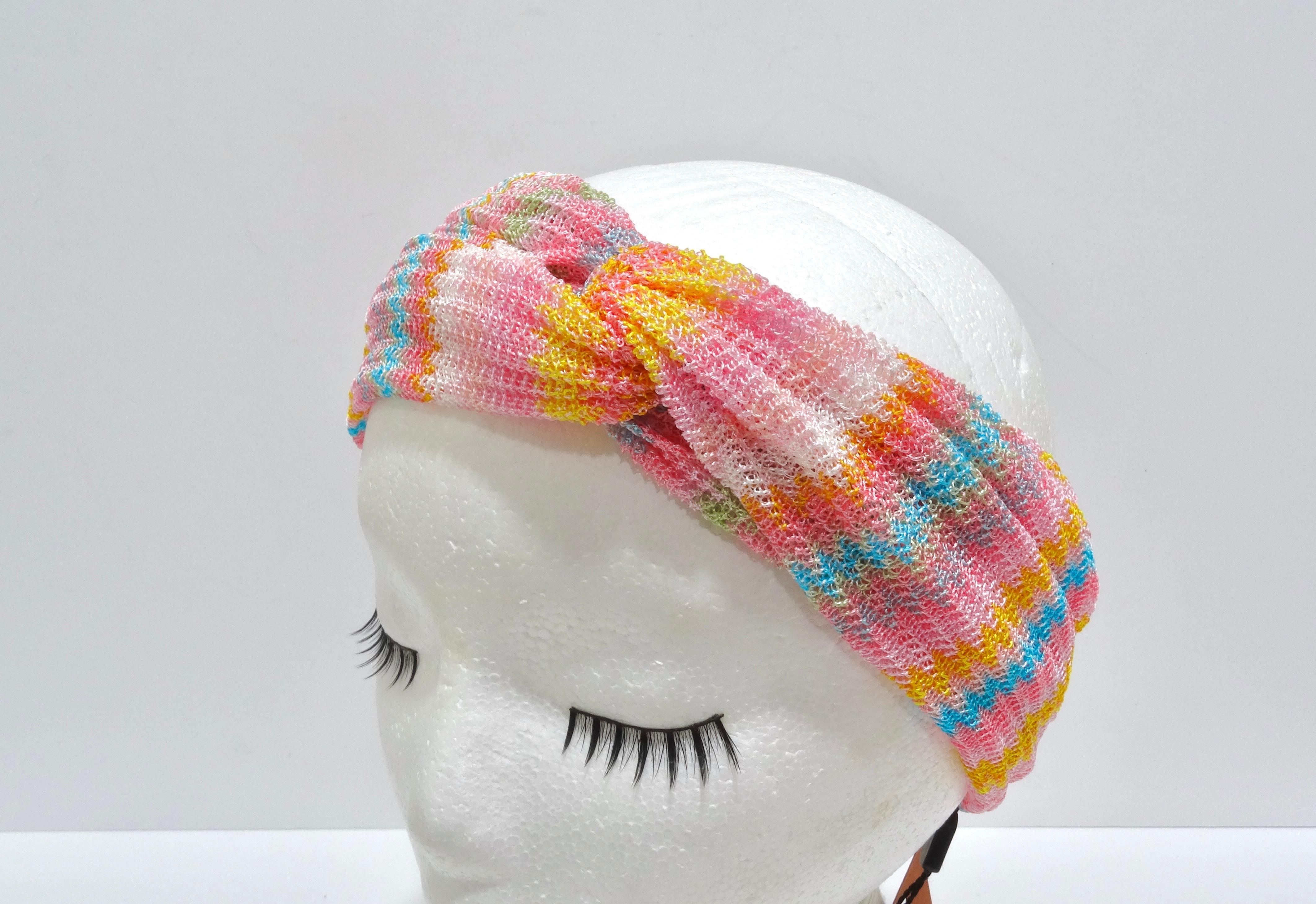 Women's or Men's Missoni Multi-Color Knit Knotted Headband For Sale