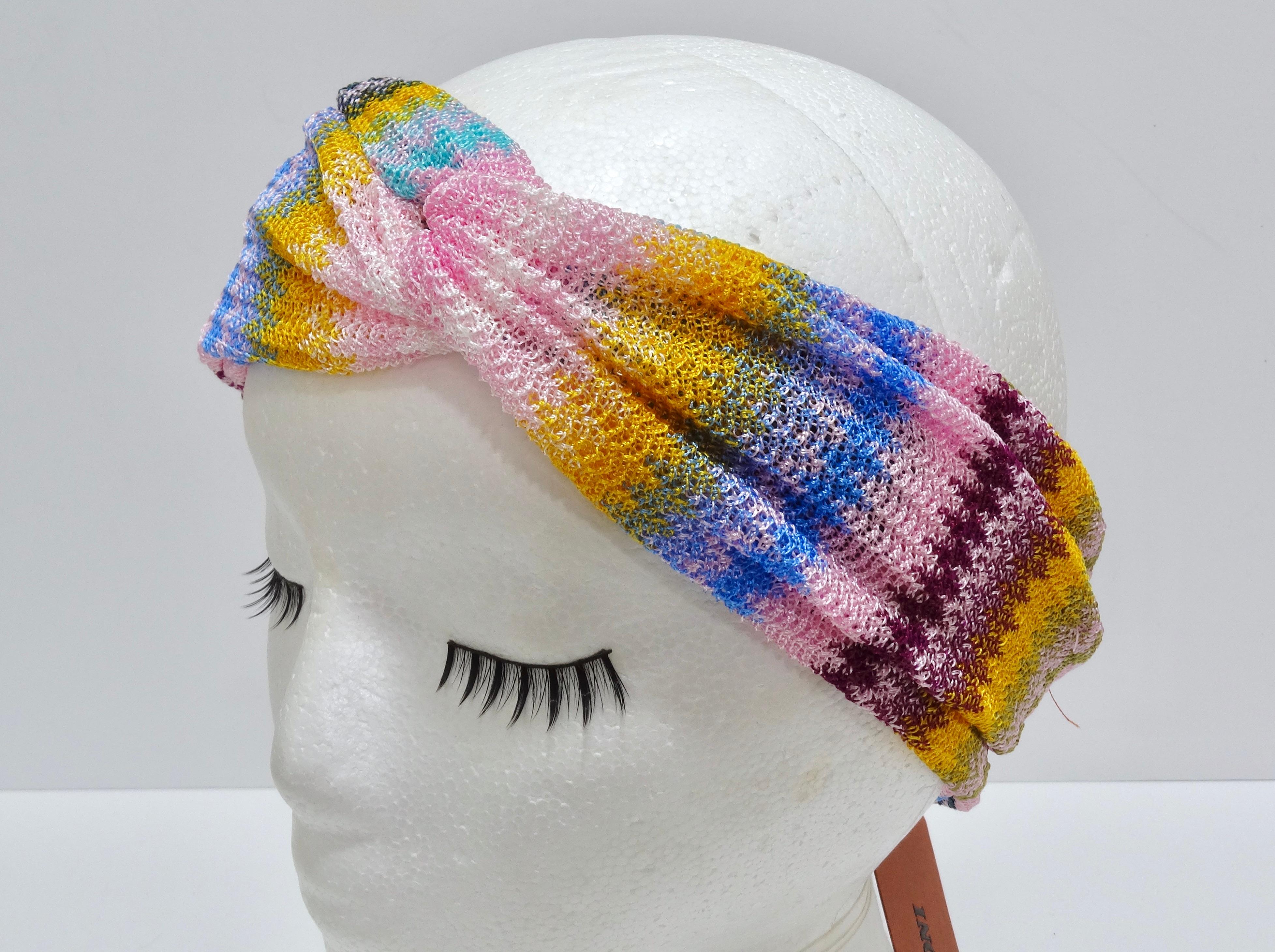 Mehrfarbiges gestricktes, geknotetes Strick-Kopfband von Missoni im Angebot 3
