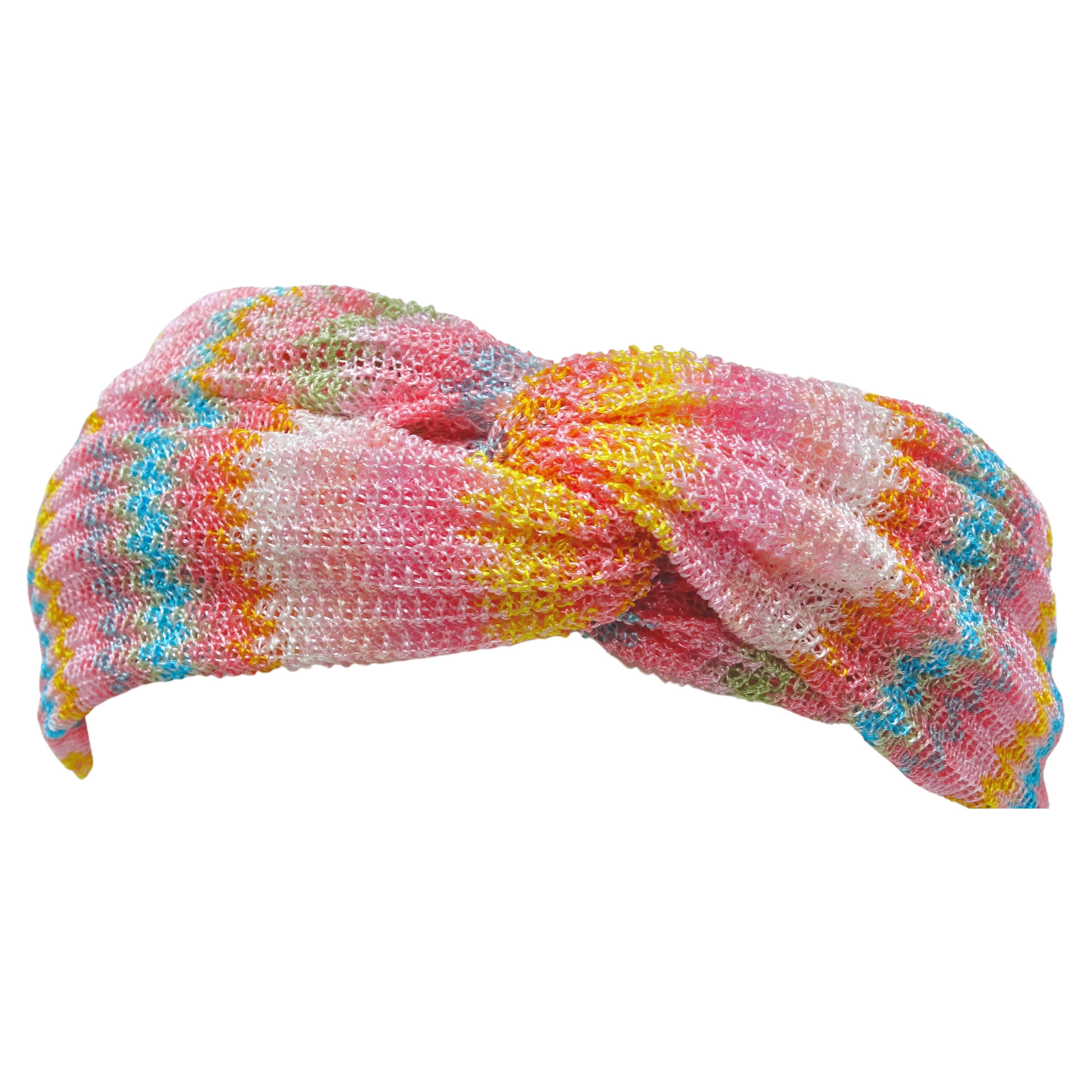 Missoni Multi-Color Knit Knotted Headband For Sale