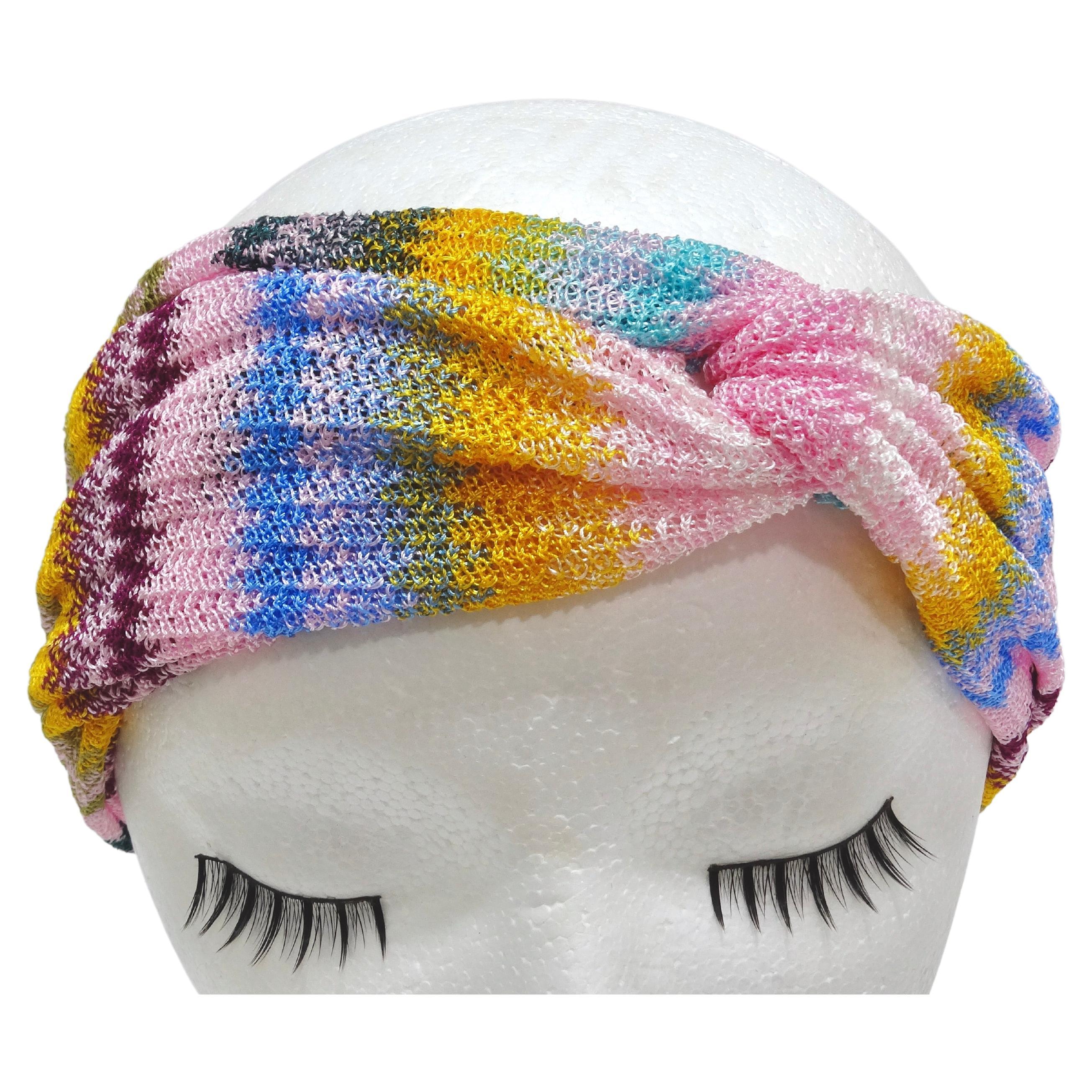 Missoni Multi-Color Knit Knotted Headband For Sale