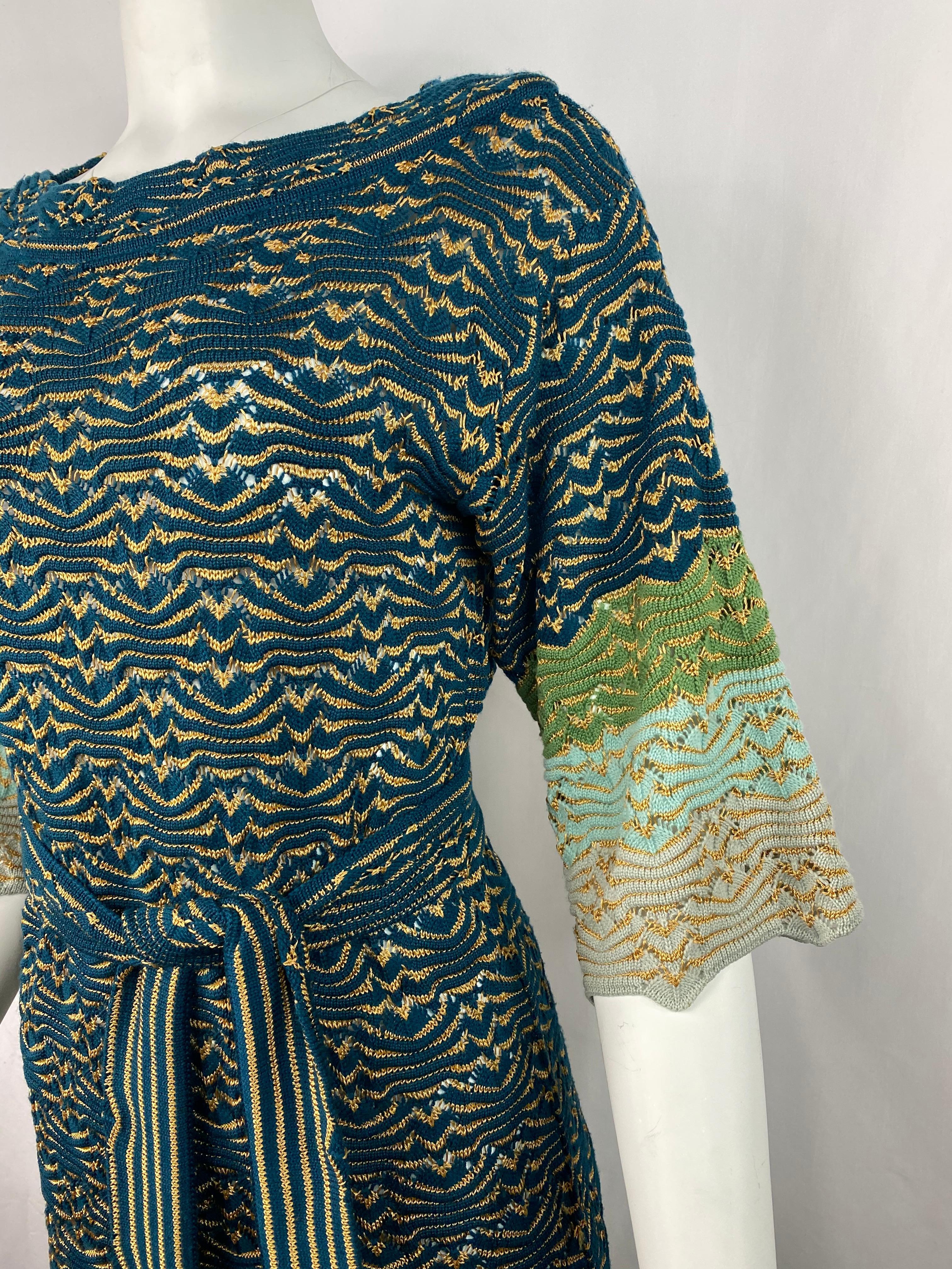 Missoni Multi Color Knit Mini Dress w/ Belt For Sale 2