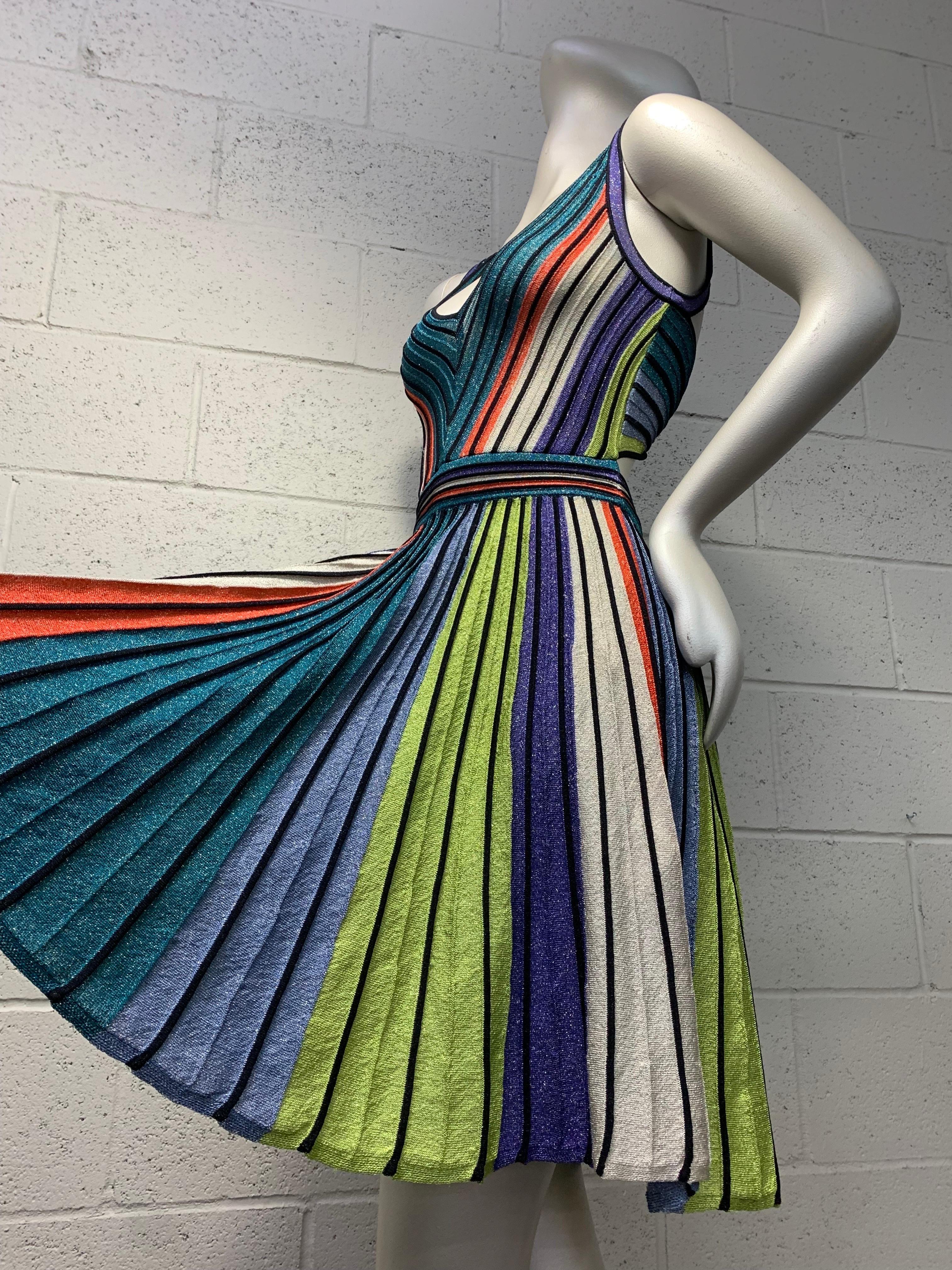 Missoni Multi Color Lurex Rib Knit Flared Dress w Butterfly Crossed Back  For Sale 6