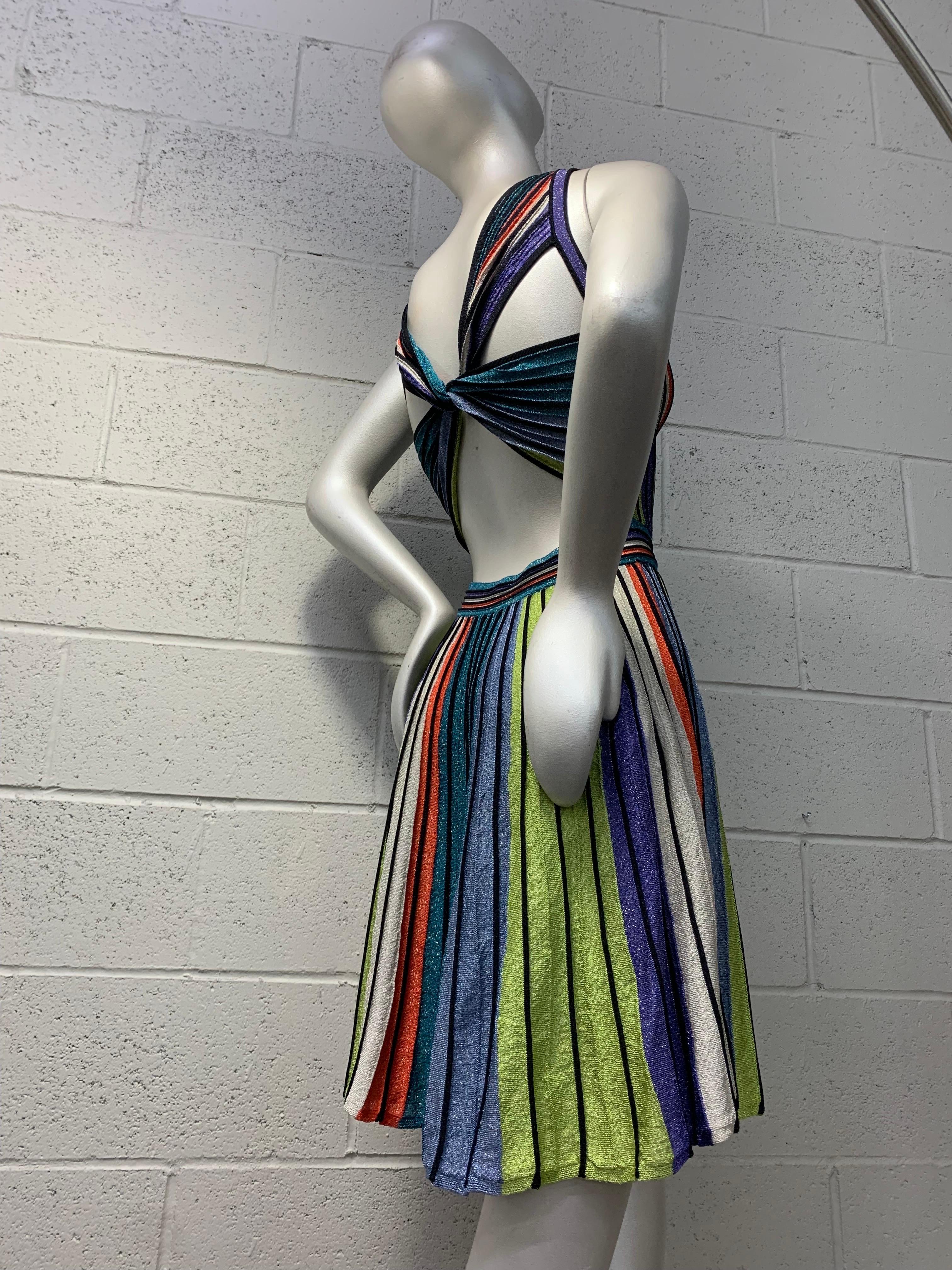 Missoni Multi Color Lurex Rib Knit Flared Dress w Butterfly Crossed Back:  Lurex knit with stretch in rainbow colors. Pull over, no closures. Excellent condition. Marked a European size 42. 