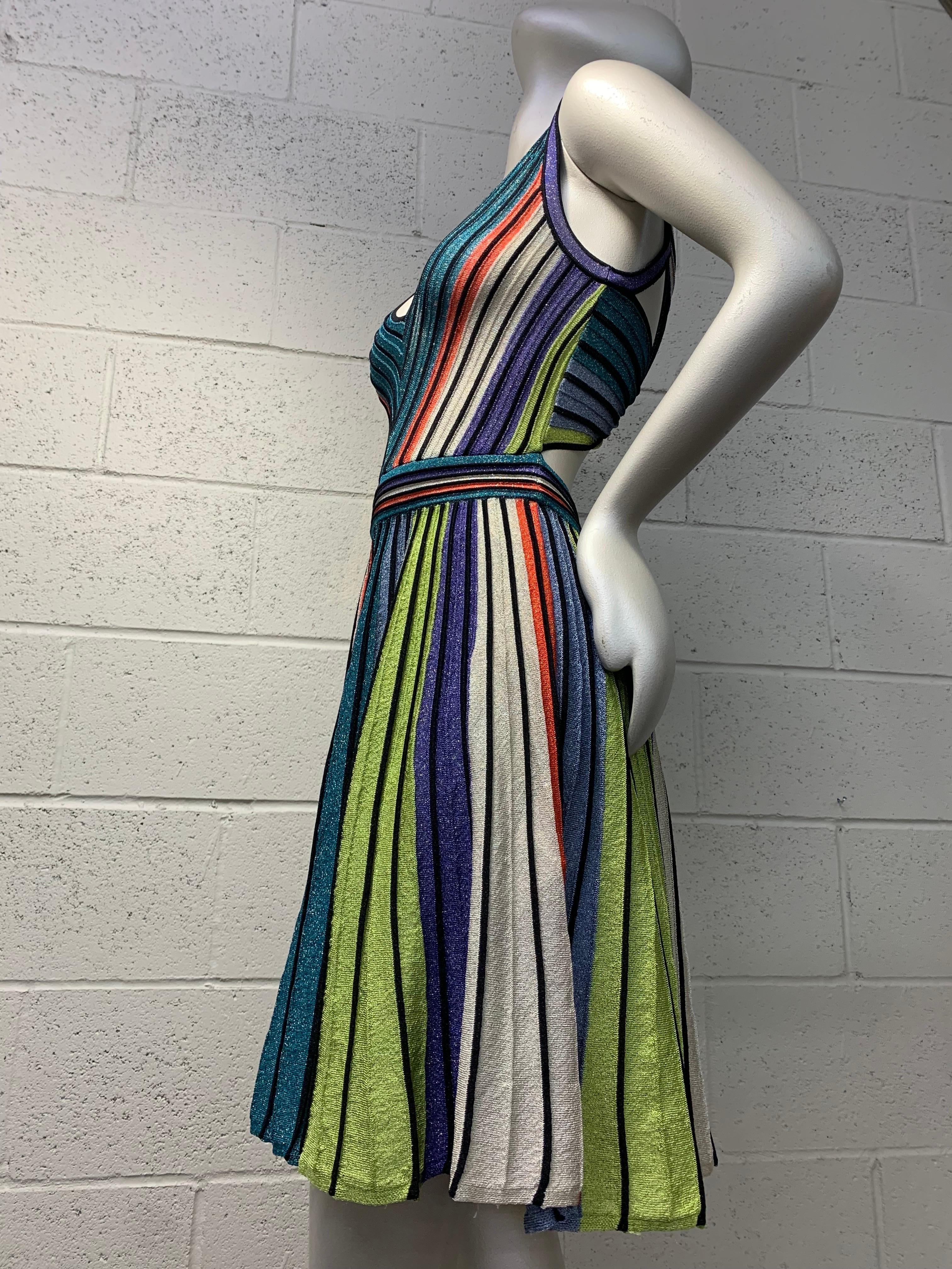 Missoni Multi Color Lurex Rib Knit Flared Dress w Butterfly Crossed Back  In Excellent Condition For Sale In Gresham, OR