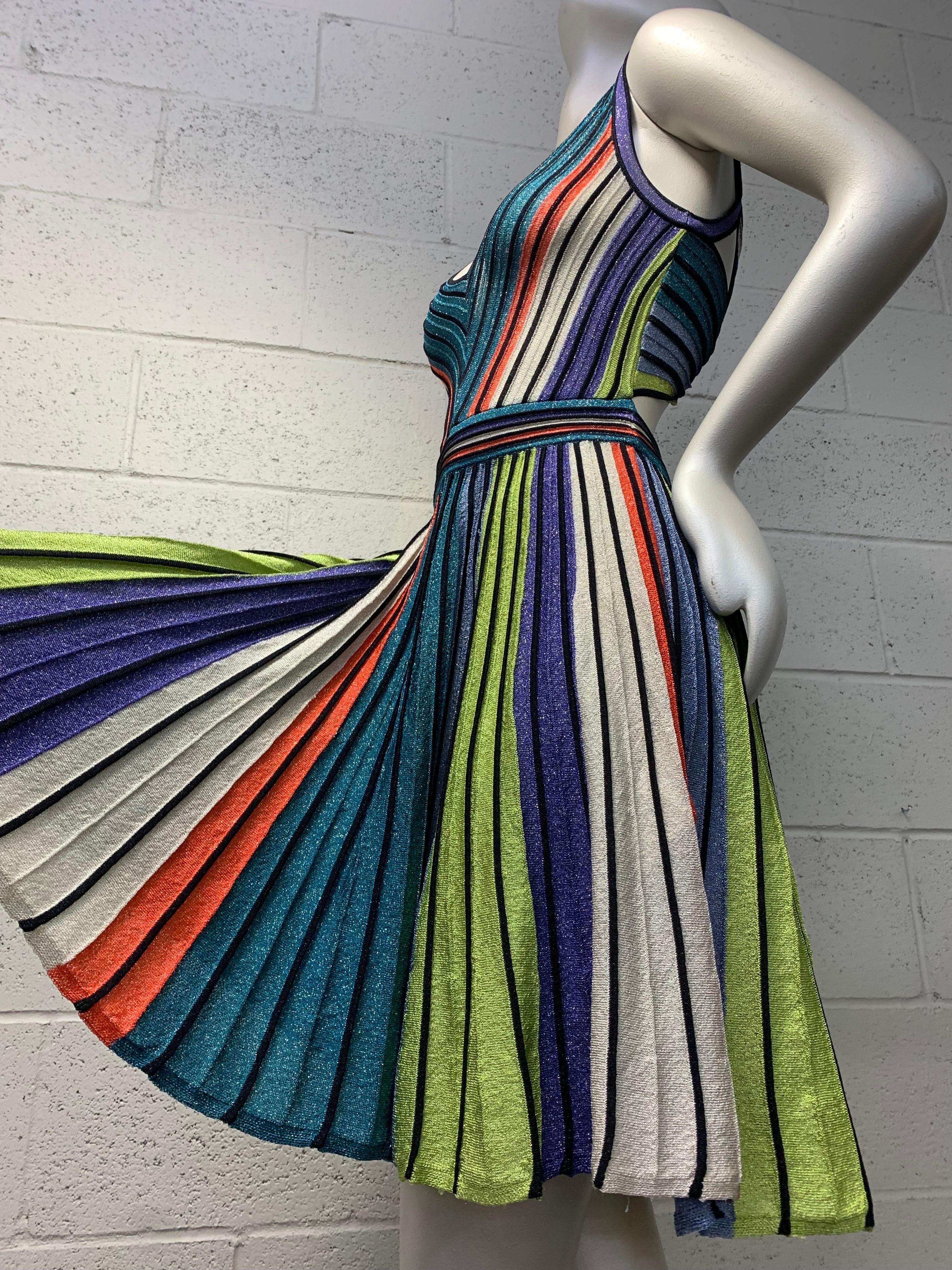 Women's Missoni Multi Color Lurex Rib Knit Flared Dress w Butterfly Crossed Back  For Sale