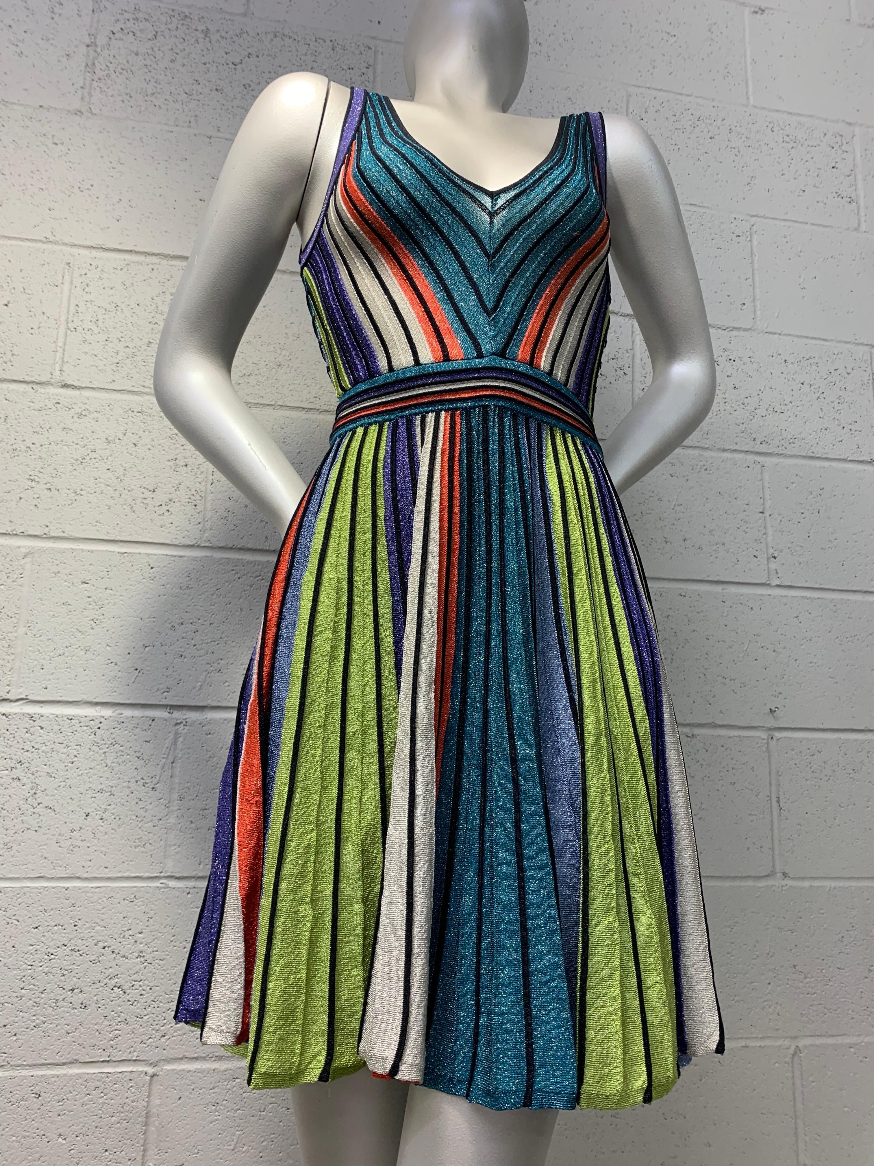 Missoni Multi Color Lurex Rib Knit Flared Dress w Butterfly Crossed Back  For Sale 1