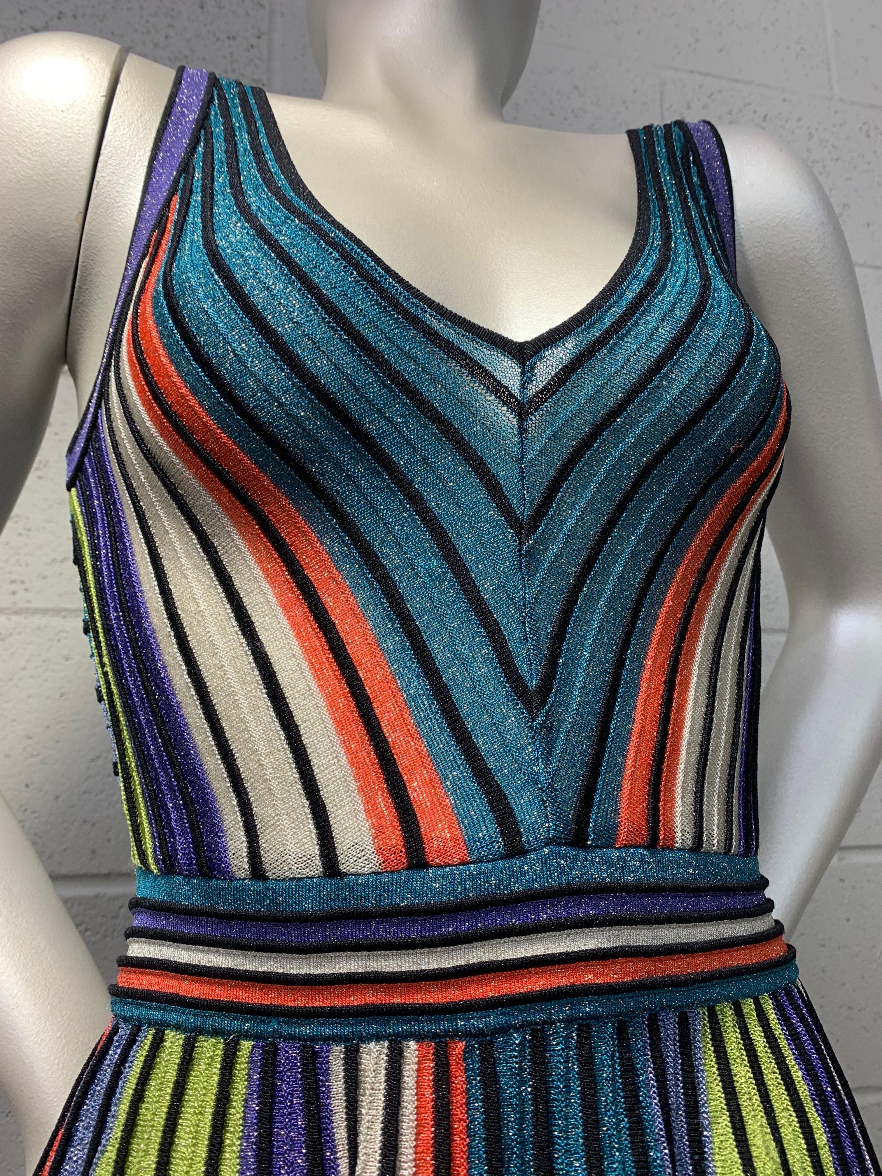 Missoni Multi Color Lurex Rib Knit Flared Dress w Butterfly Crossed Back  For Sale 2