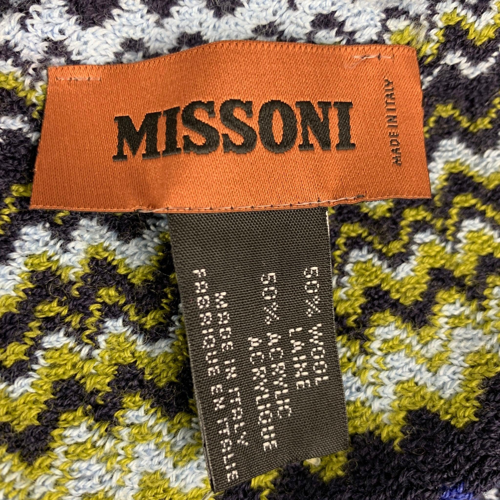 MISSONI Multi Color Zig Zag Wool Acrylic Knit Scarf For Sale 1