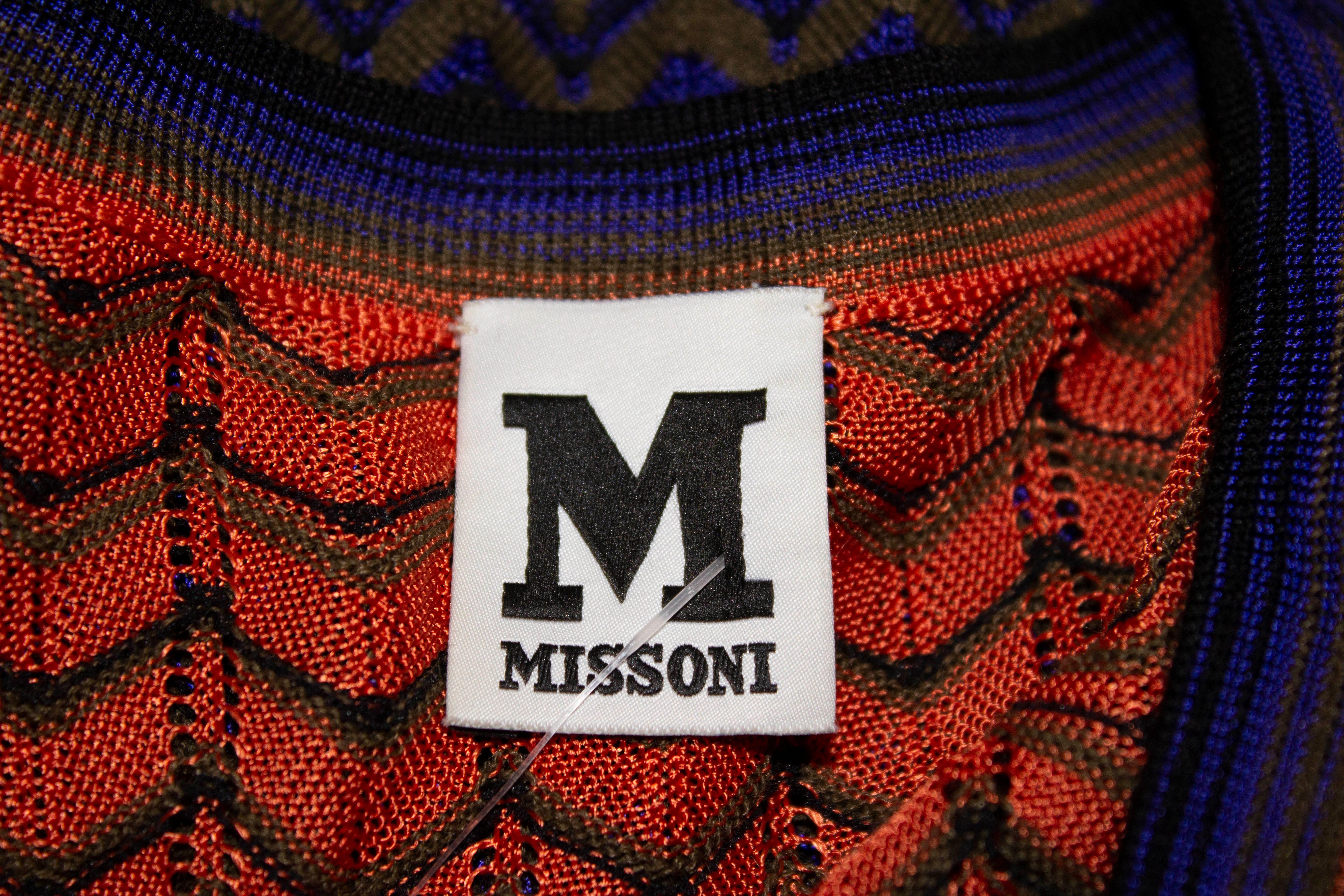 Black MIssoni Multi Colour Knit Dress with V Neckline For Sale