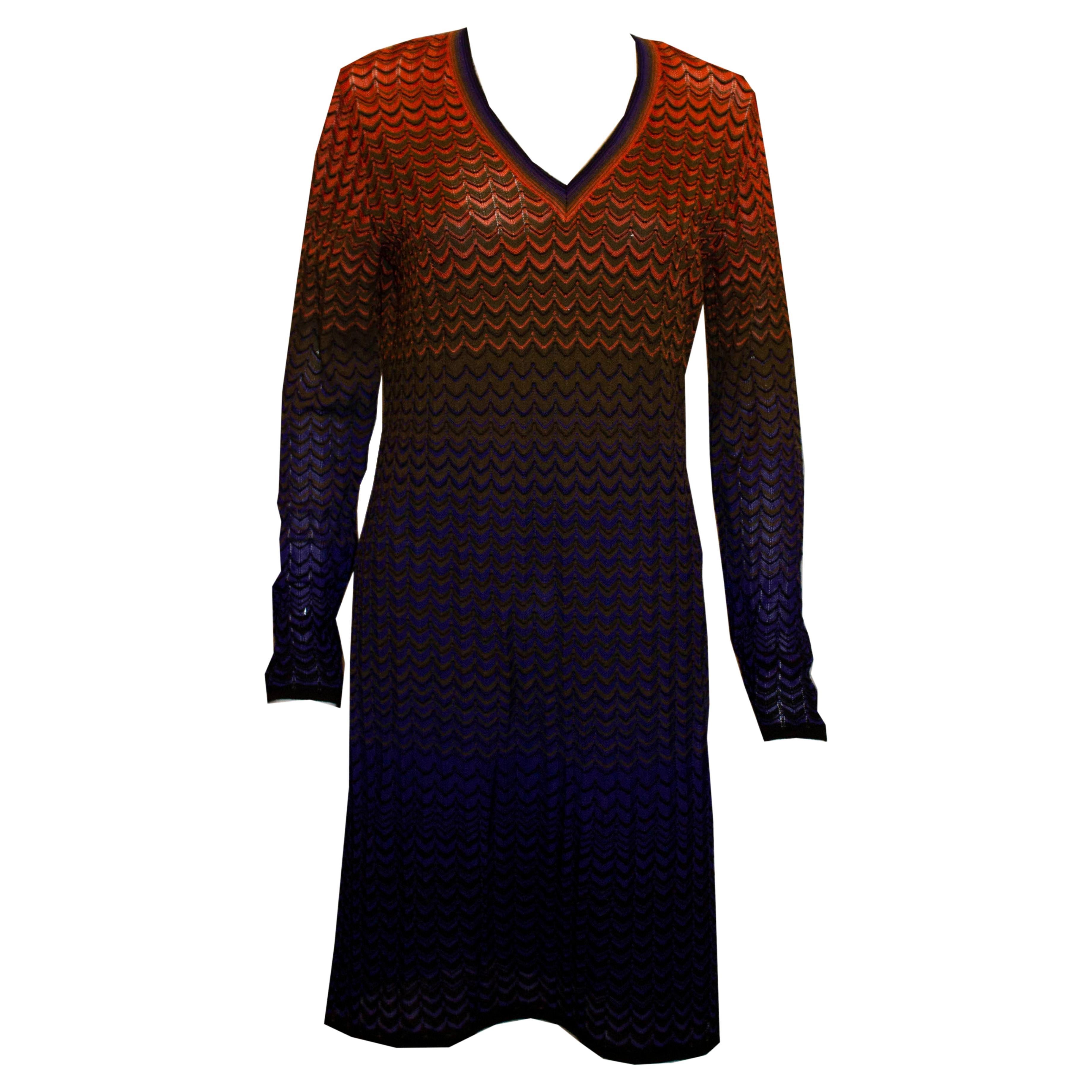 MIssoni Multi Colour Knit Dress with V Neckline For Sale