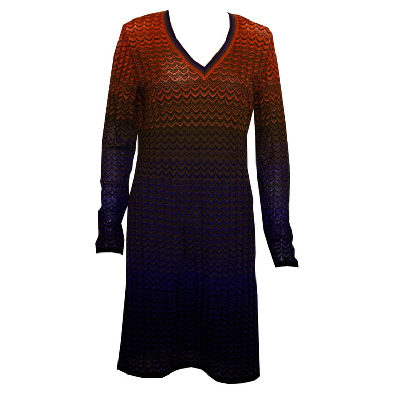 MIssoni Multi Colour Knit Dress with V Neckline For Sale at 1stDibs |  missoni v neck dress, multicolor knit dress