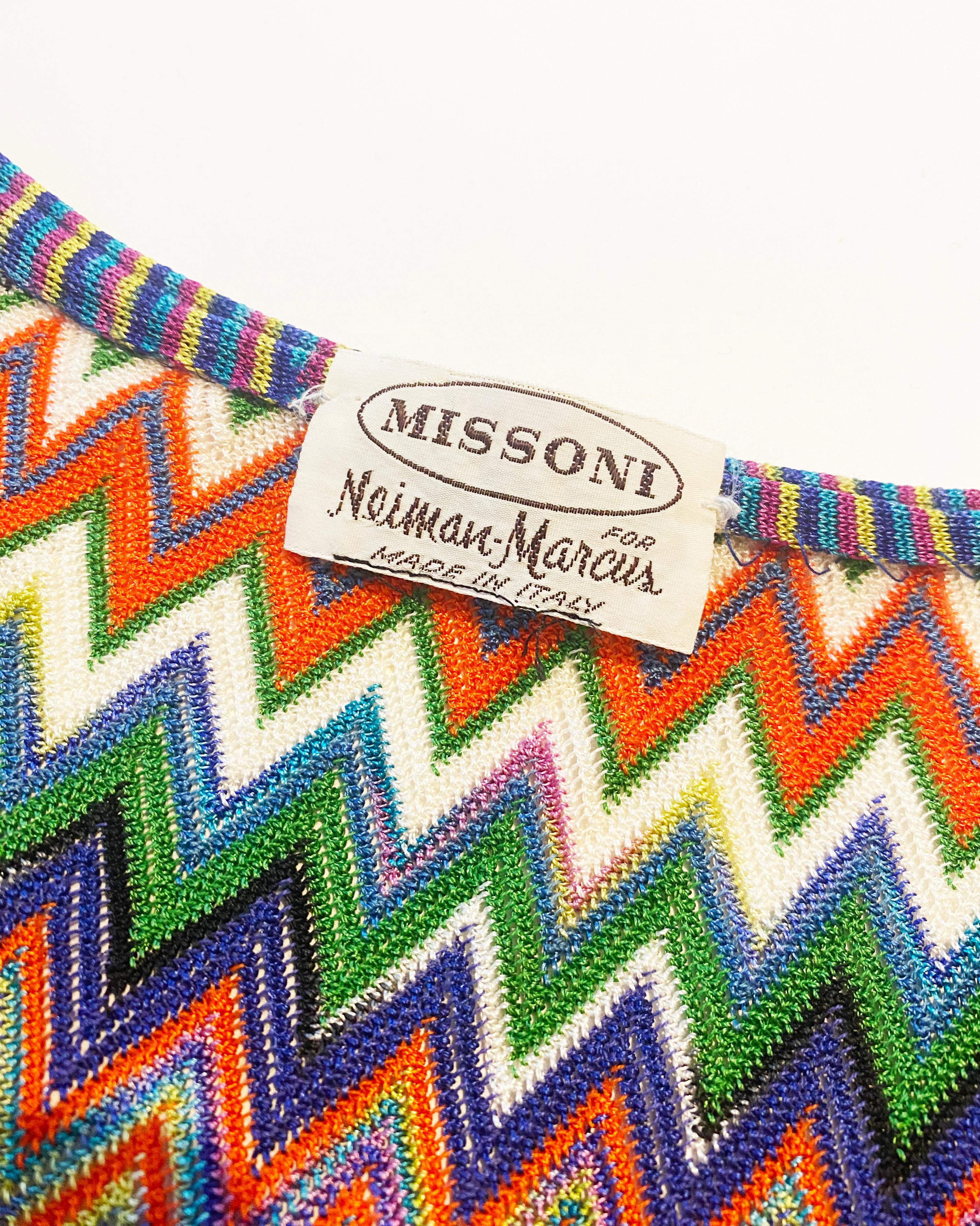 Missoni multi colour red blue green white chevron knit midi beach stripe dress For Sale 6