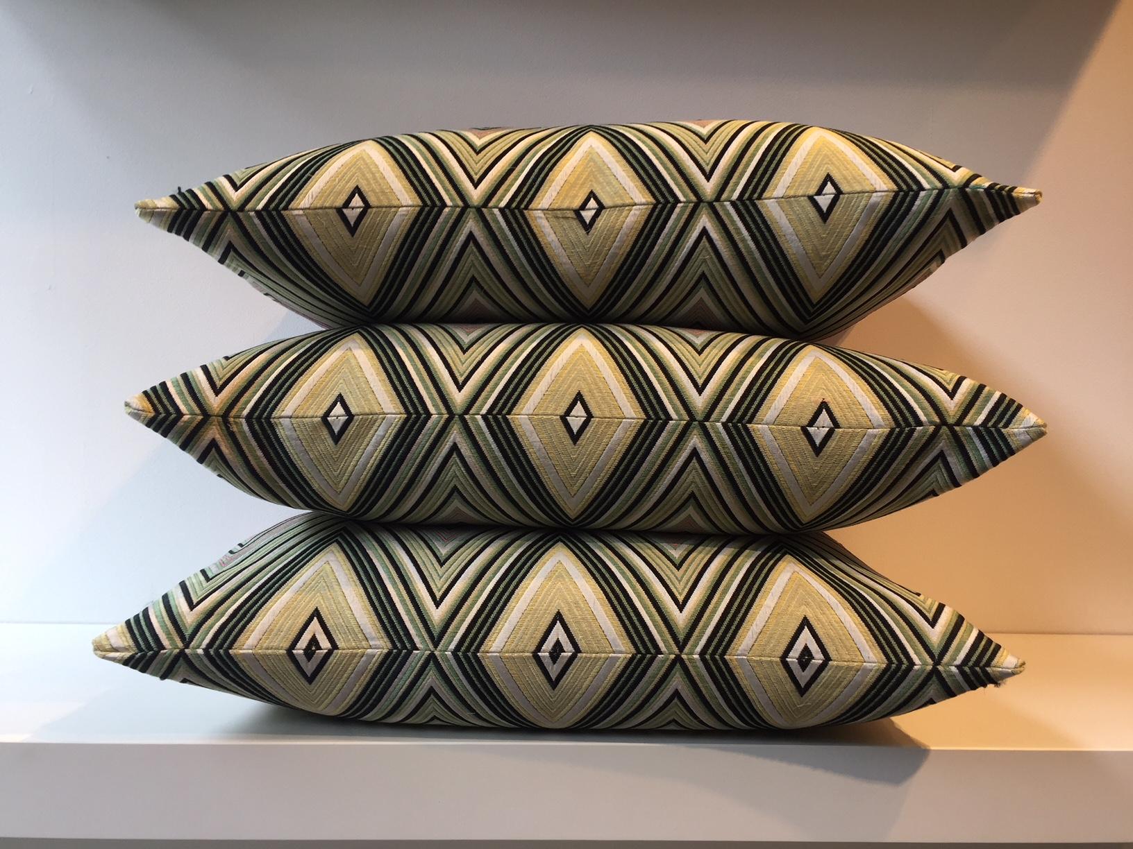 English Missoni Multicolored Chevron Stripe Set of 3 No Rectangular Cushions