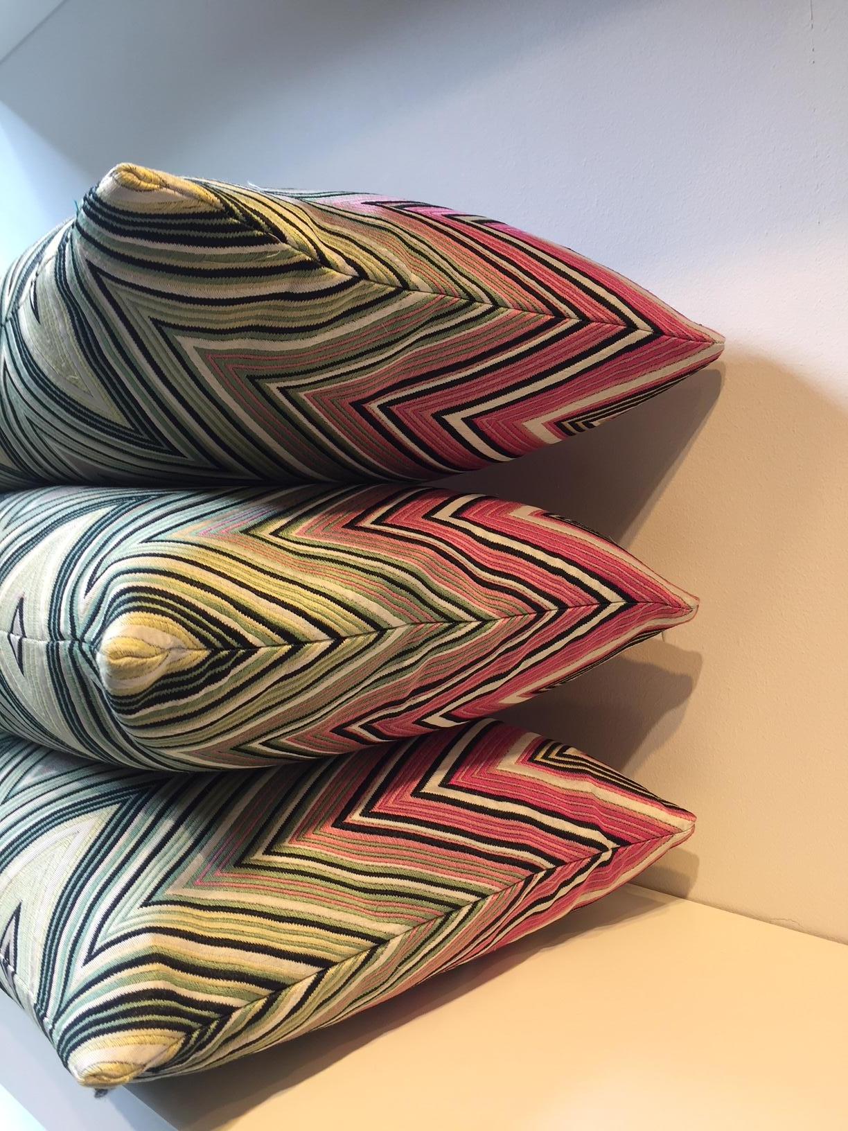 Woven Missoni Multicolored Chevron Stripe Set of 3 No Rectangular Cushions
