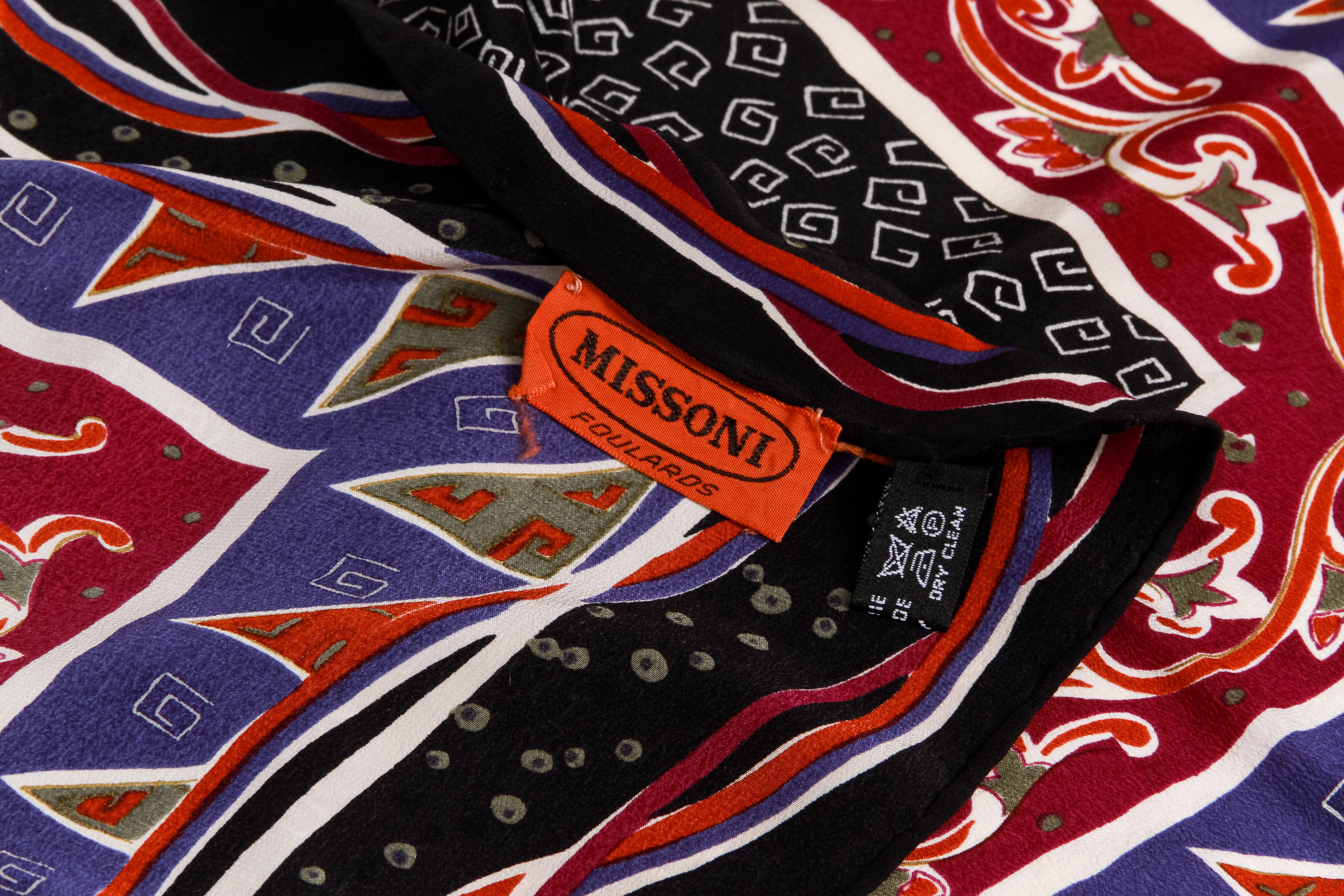 Women's Missoni Multi Pattern Black Silk Scarf For Sale