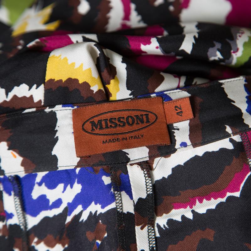 Missoni Multicolor Abstract Printed Silk Wide Leg Pants M In Good Condition In Dubai, Al Qouz 2