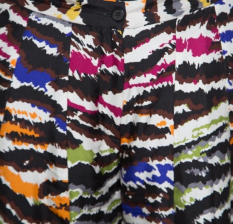 Missoni Pantalon large en soie imprimé abstrait multicolore M en vente 1