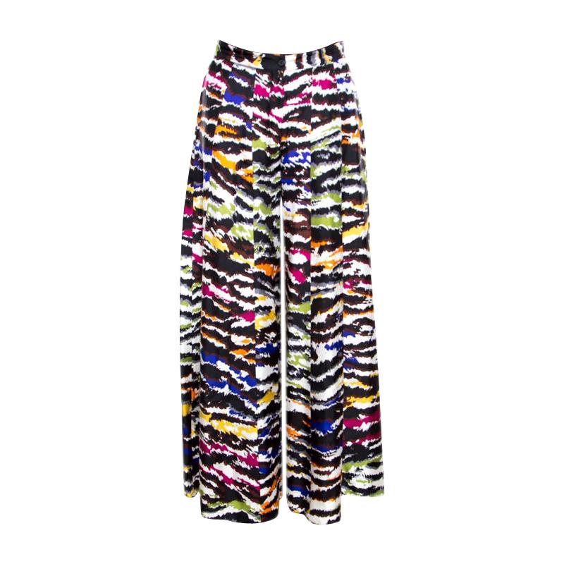 Missoni Multicolor Abstract Printed Silk Wide Leg Pants M