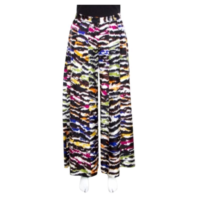 Missoni Pantalon large en soie imprimé abstrait multicolore M en vente