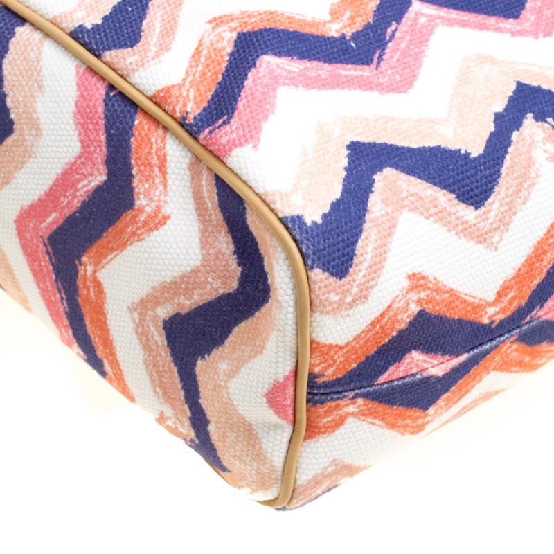 Missoni Multicolor/Beige Printed Canvas and Leather Tote 5