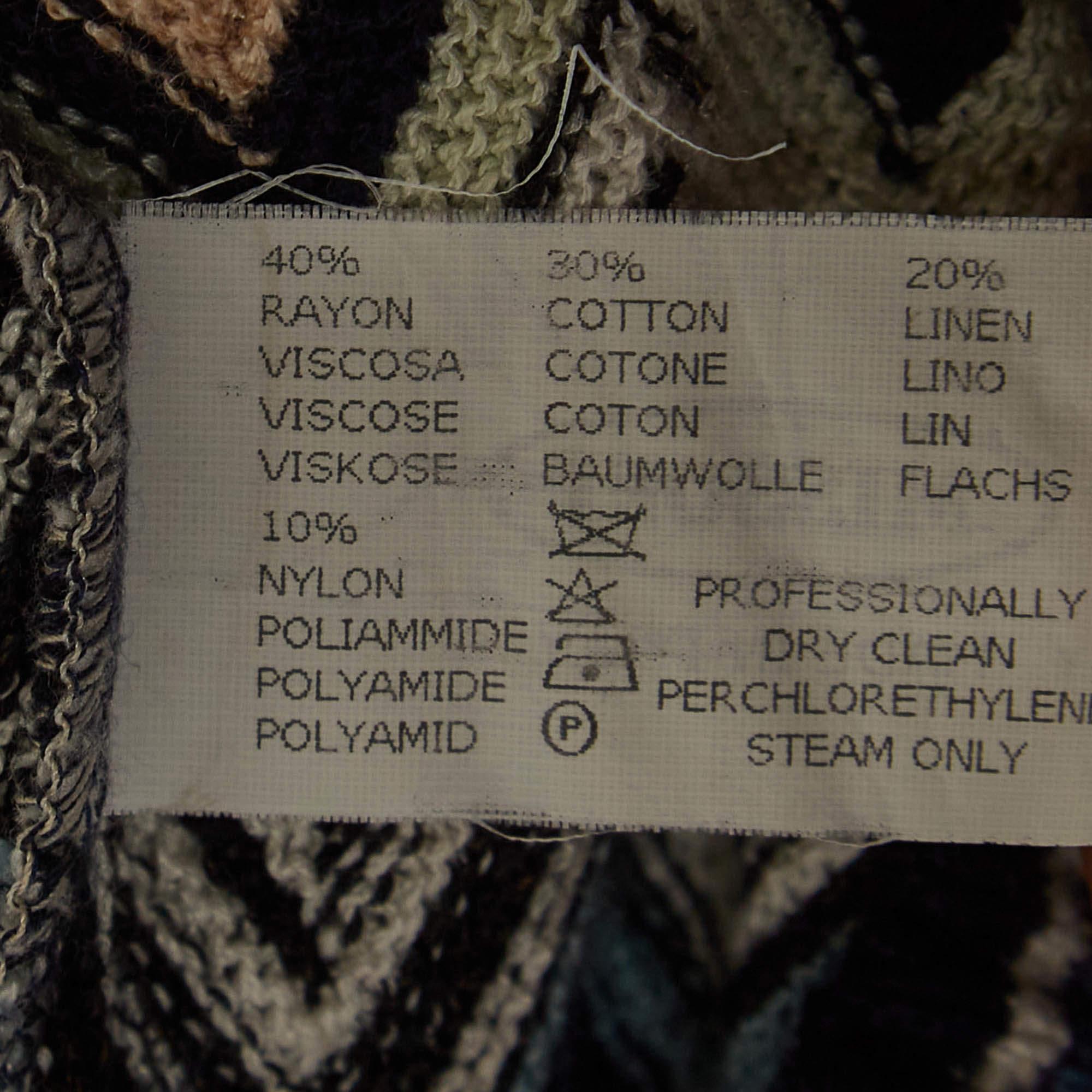 Women's Missoni Multicolor Chevron Knit V-Neck Sweater XXL