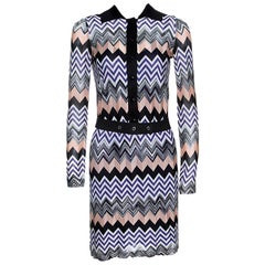 Missoni Multicolor Chevron Pattern Knit Belted Dress S