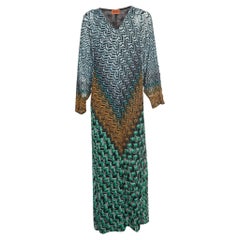 Missoni Multicolor Chevron Pattern Knit Maxi Kaftan Dress L