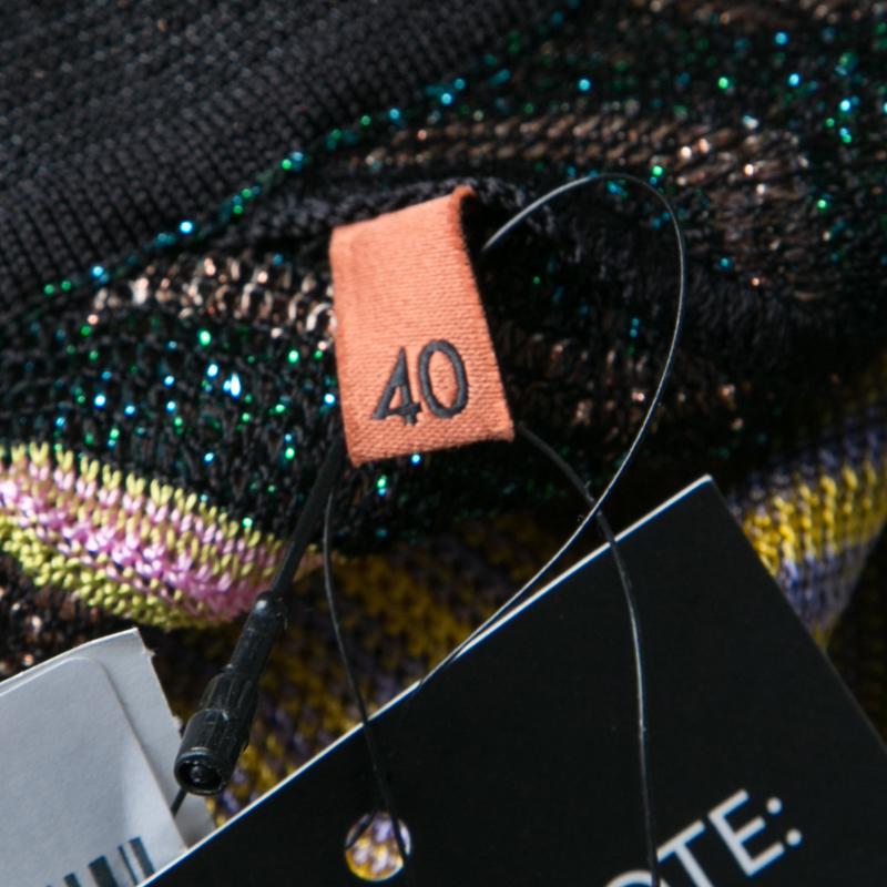 Missoni Multicolor Chevron Pattern Lurex Knit Open Front Cardigan S 1